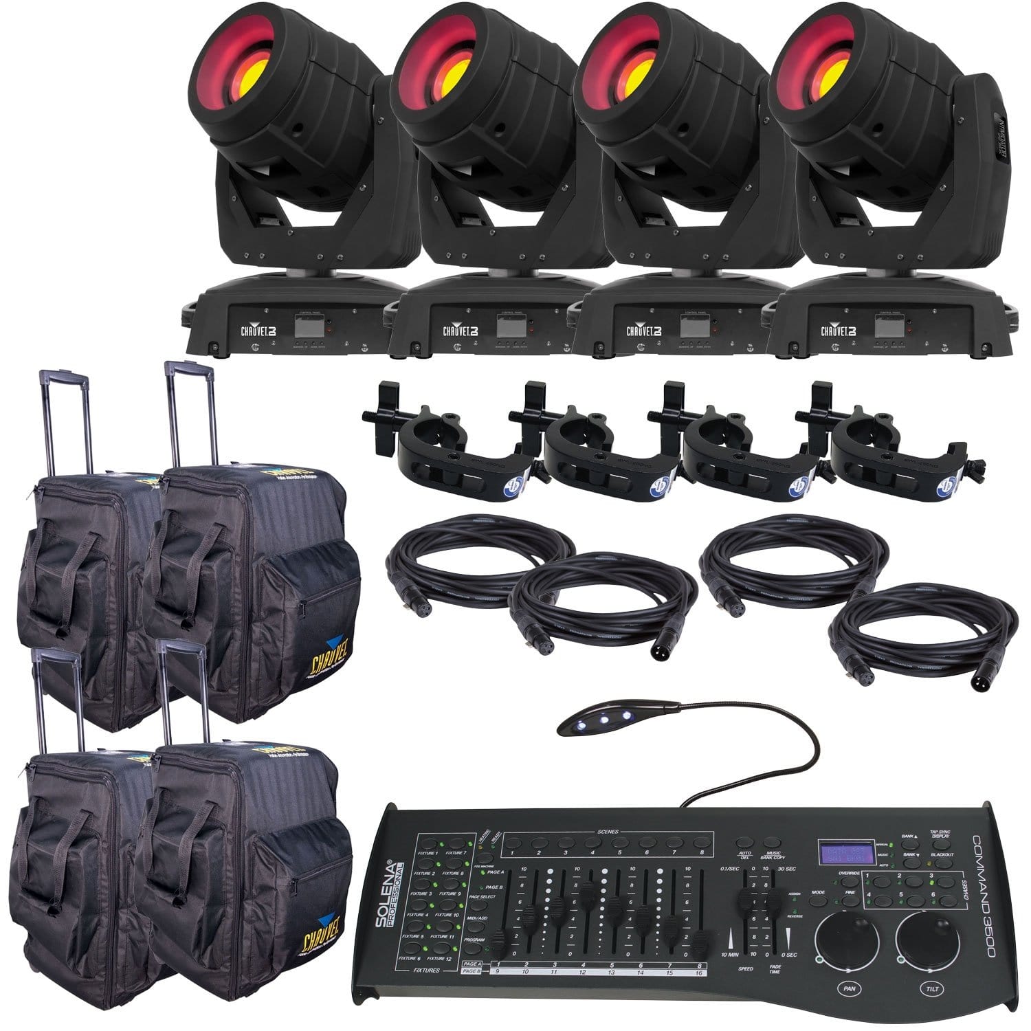 Chauvet Intimidator Spot 355 IRC 4-Pack with Bag & DMX Controller - PSSL ProSound and Stage Lighting