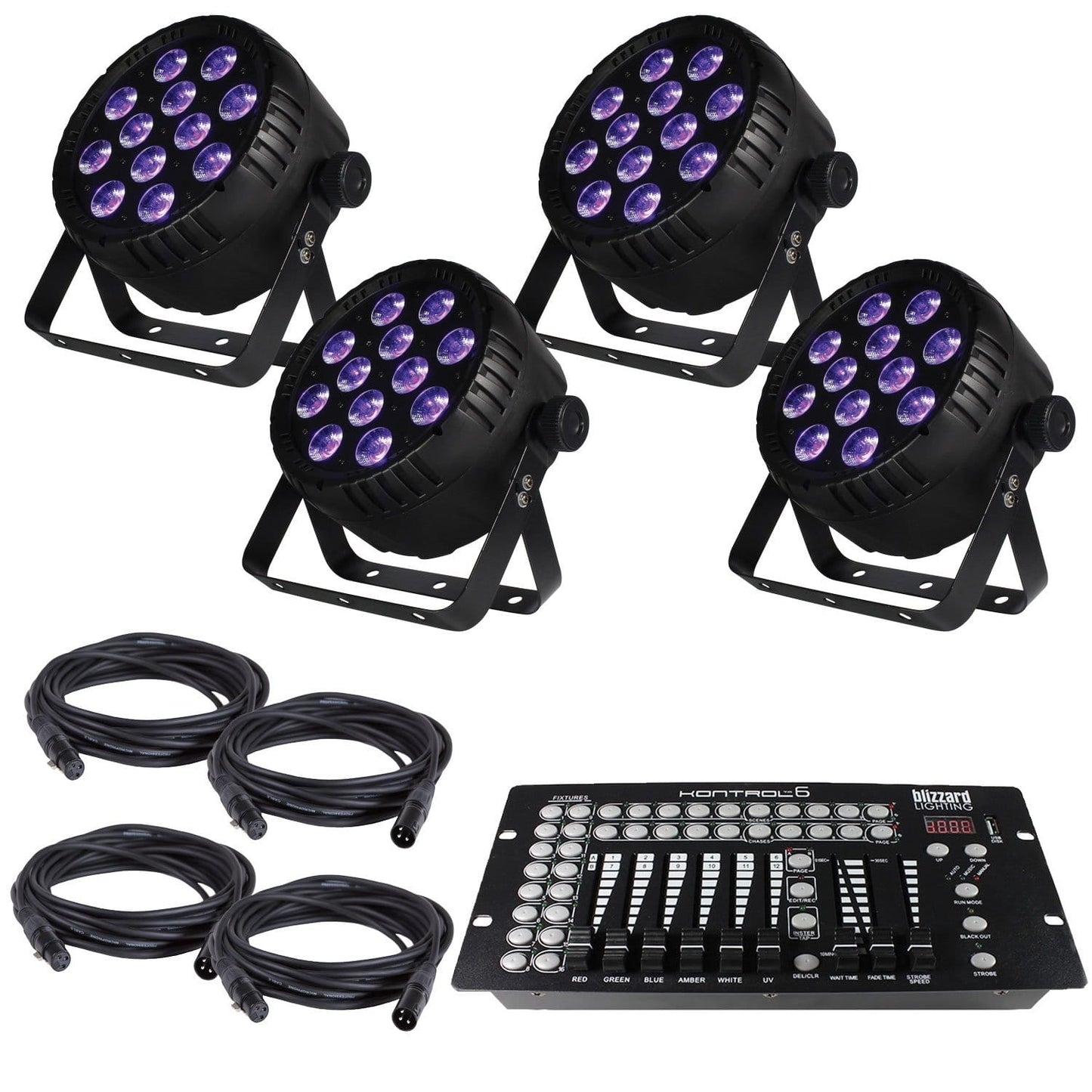 Blizzard LB Par Hex LED Wash Light 4-Pack with DMX Controller - PSSL ProSound and Stage Lighting