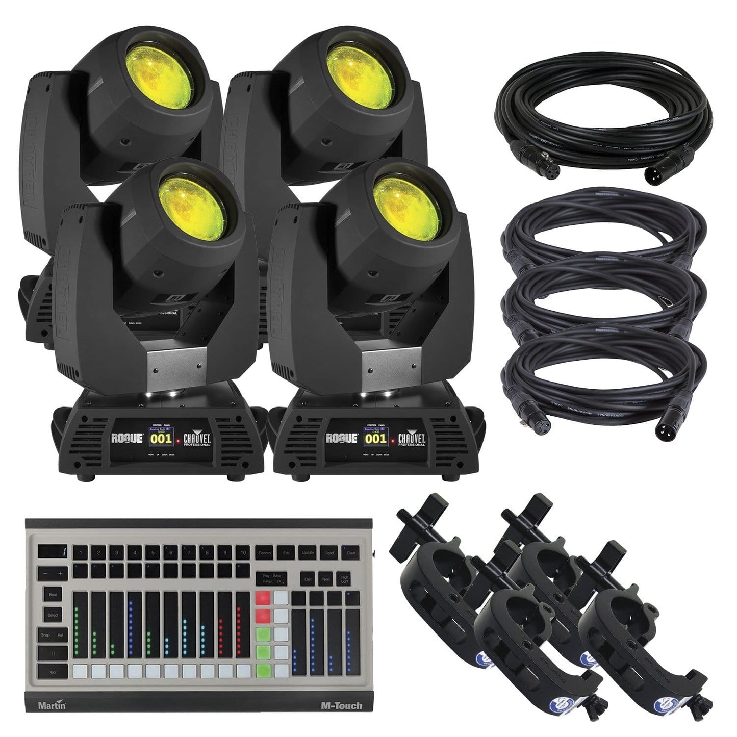 Chauvet Rogue R1 Spot Moving Head Light 4-Pack with DMX Controller - PSSL ProSound and Stage Lighting