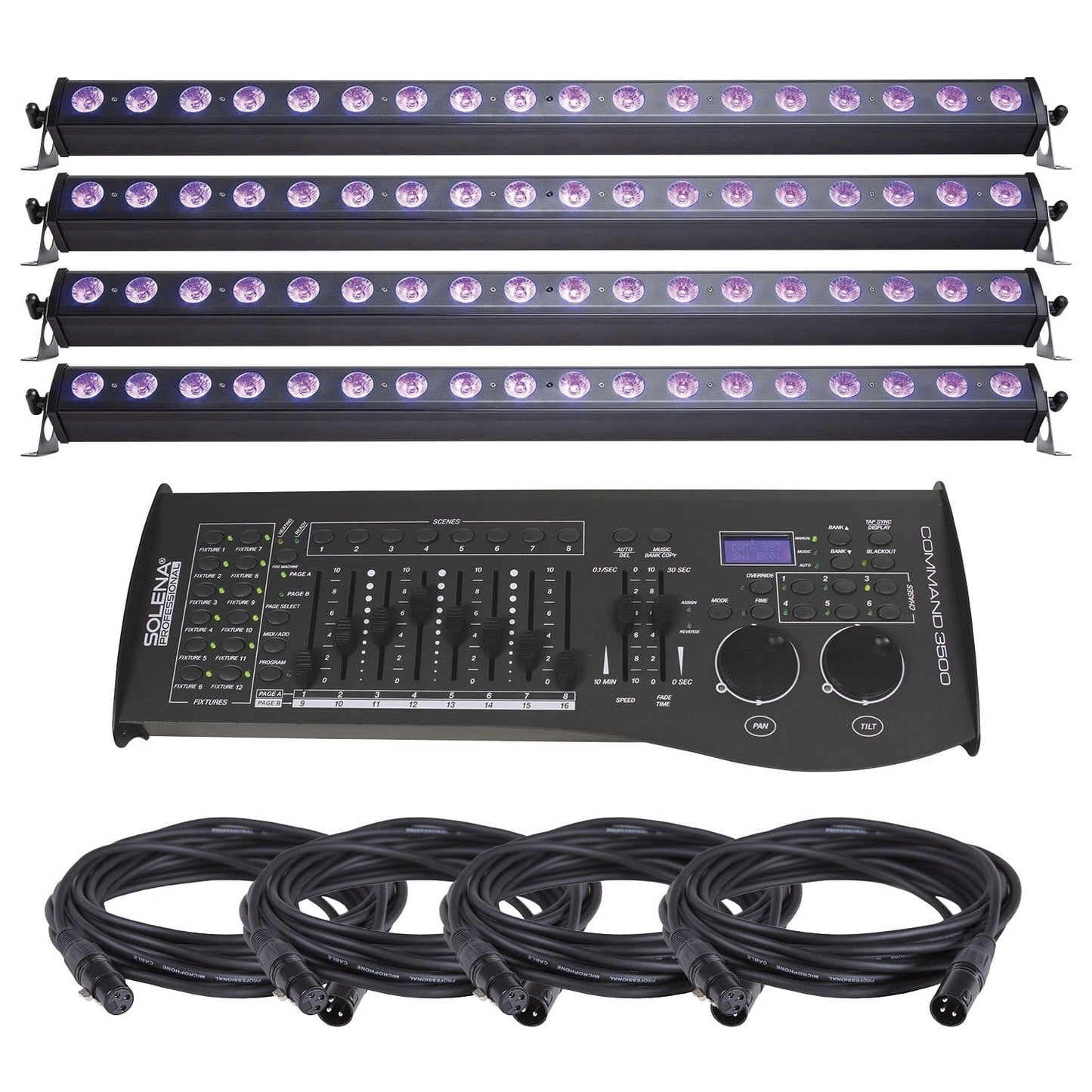 MARQ UV Bat 18 18x1-Watt UV Black Light 4-Pack with DMX Controller - PSSL ProSound and Stage Lighting