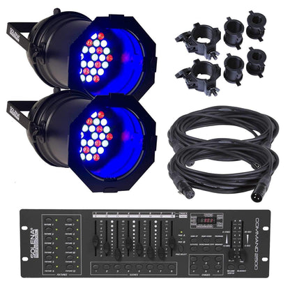 Solena Max Can 144 Quad 2-Pack with DMX Controller and Cables - PSSL ProSound and Stage Lighting