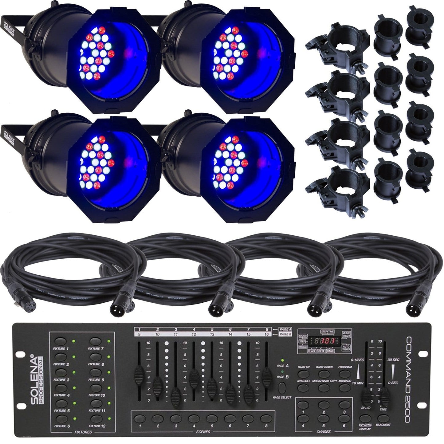 Solena Max Can 144 Quad 4-Pack with DMX Controller - PSSL ProSound and Stage Lighting