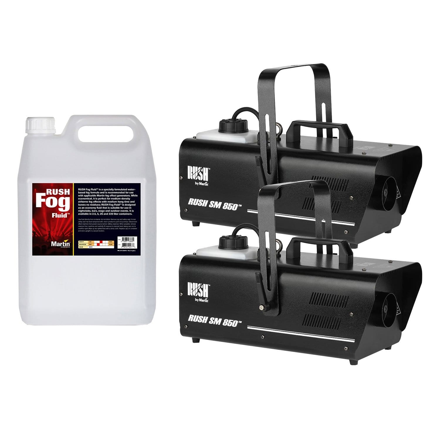 Martin RUSH SM850 Fog Machine 2-Pack with Water-Based RUSH Fluid