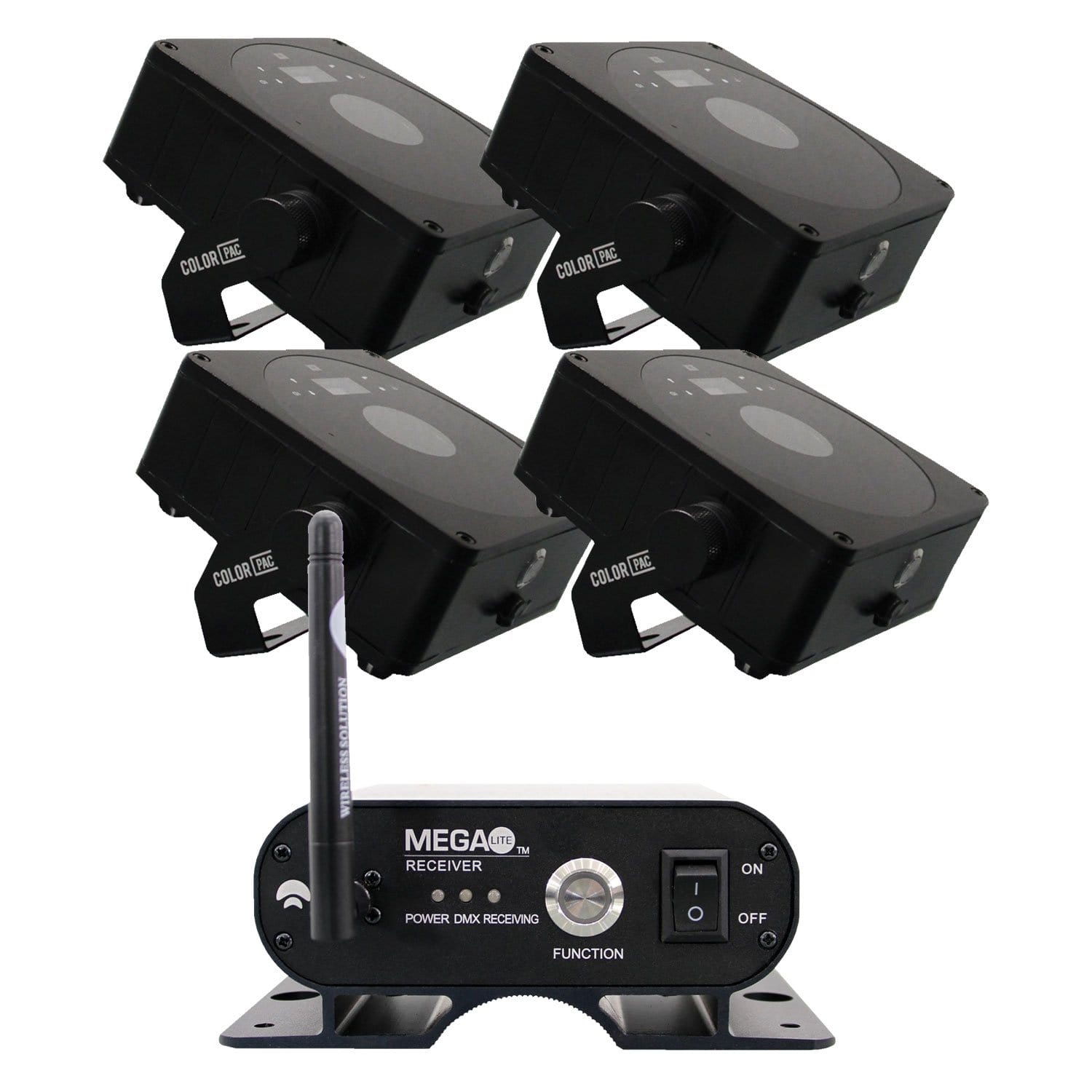 Mega Lite Color Pac 150N IP65 Wash Light 4-Pack with DMX Transmitter - PSSL ProSound and Stage Lighting