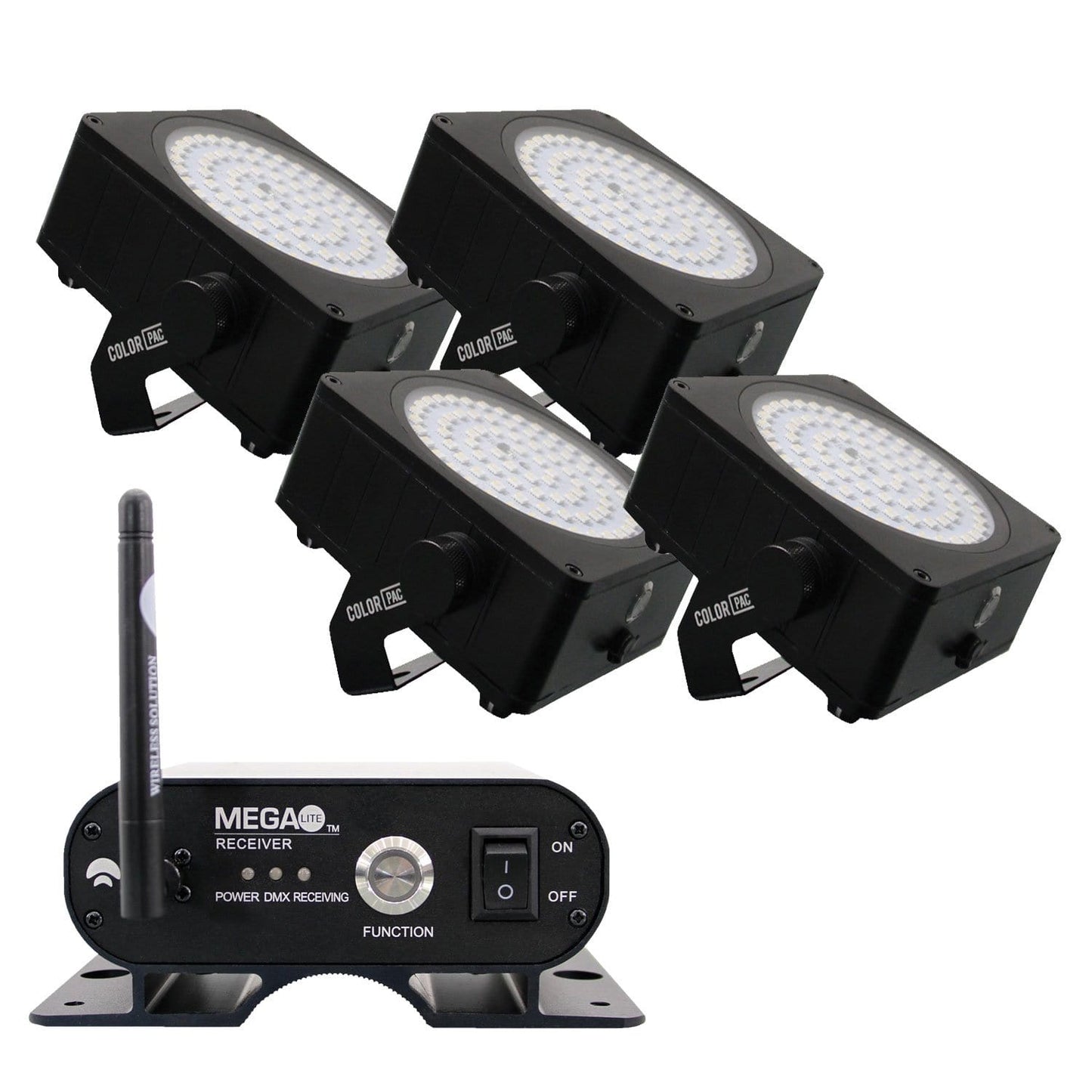 Mega Lite Color Pac 150W IP65 Wash Light 4-Pack with Transceiver - PSSL ProSound and Stage Lighting