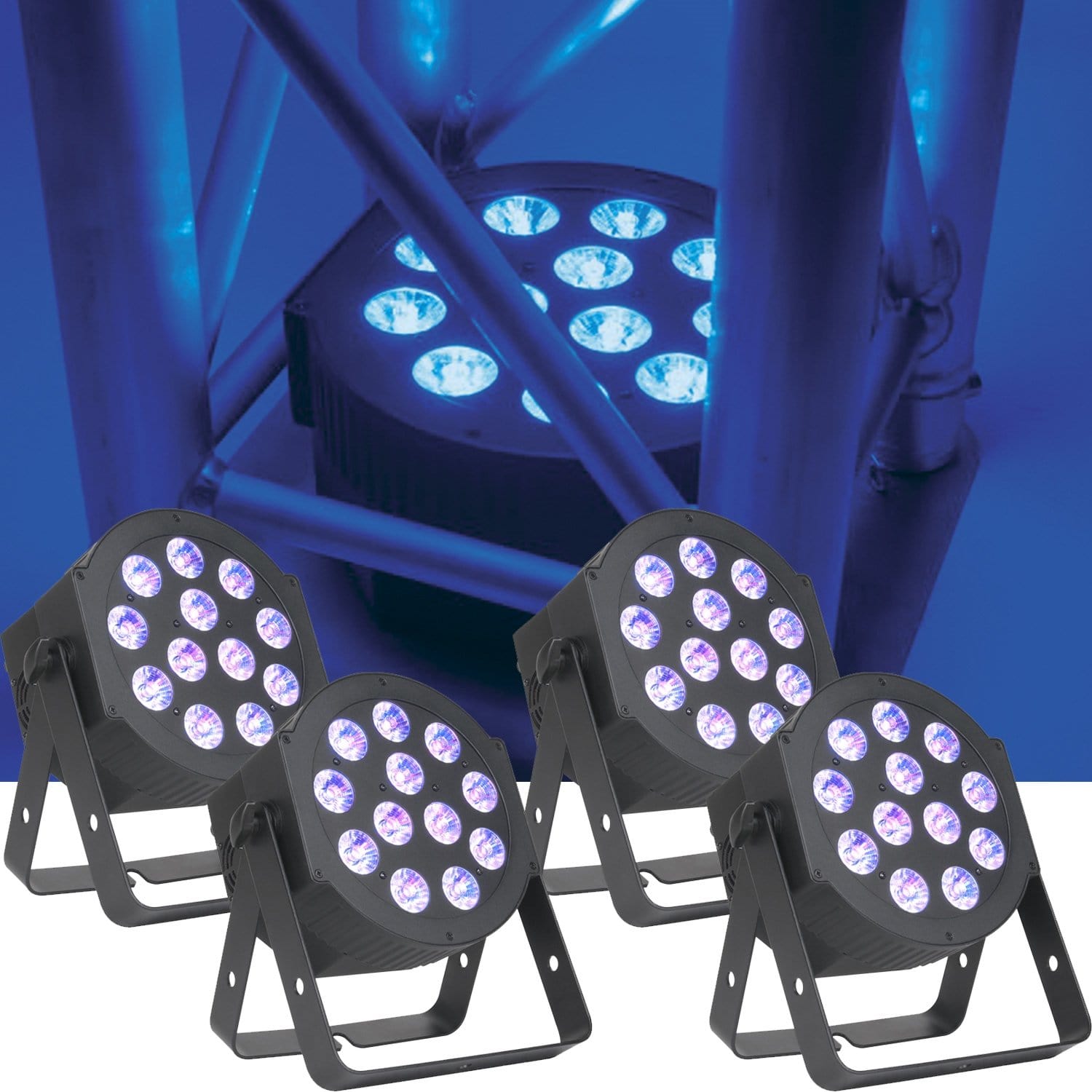 ADJ American DJ 12P Hex RGBAW Plus UV LED Wash Light 4-Pack - PSSL ProSound and Stage Lighting