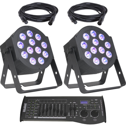 ADJ American DJ 12P Hex RGBAW Plus UV LED Light 2-Pack with DMX Controller - PSSL ProSound and Stage Lighting