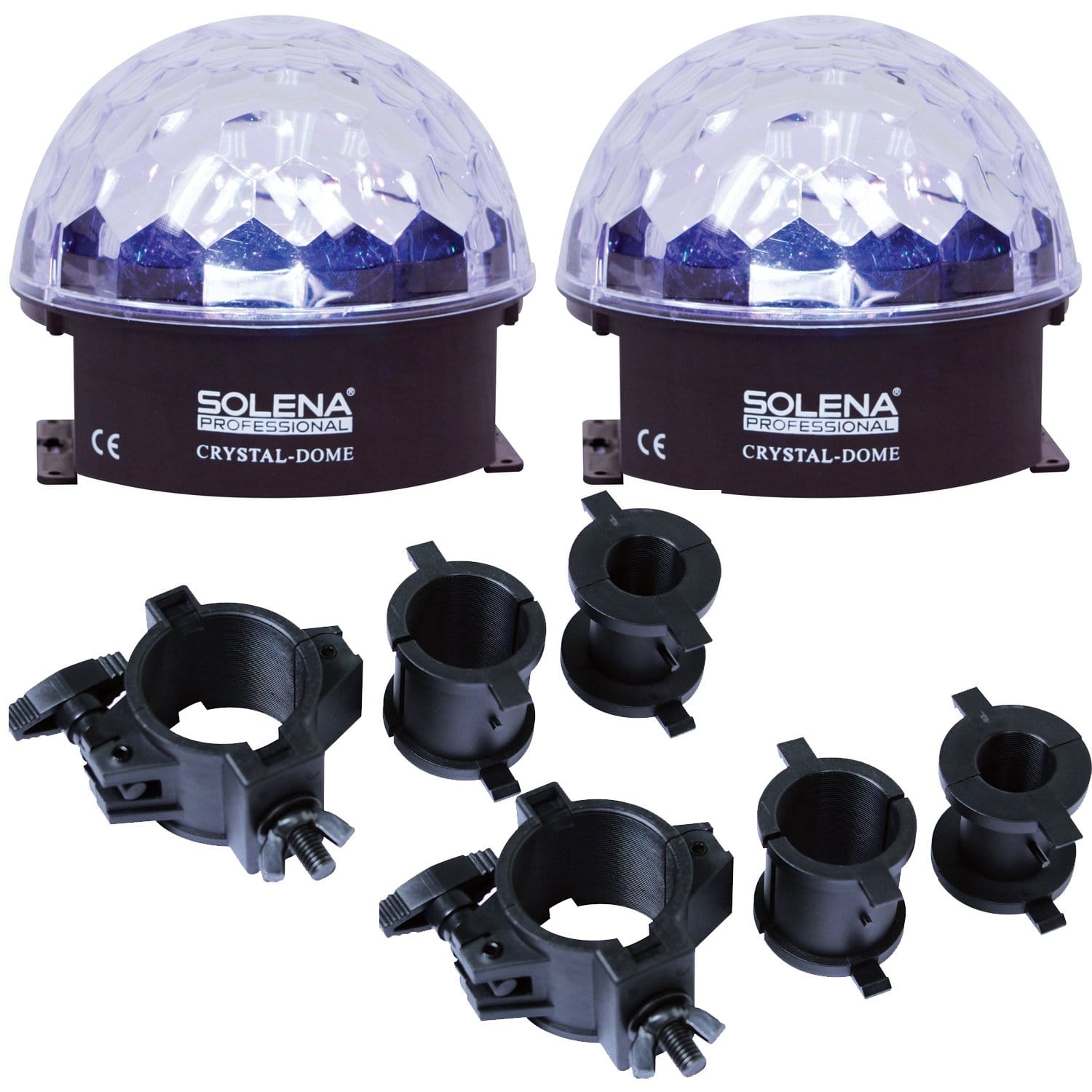 Solena Crystal Dome LED Effect Light 2-Pack with Clamps - PSSL ProSound and Stage Lighting