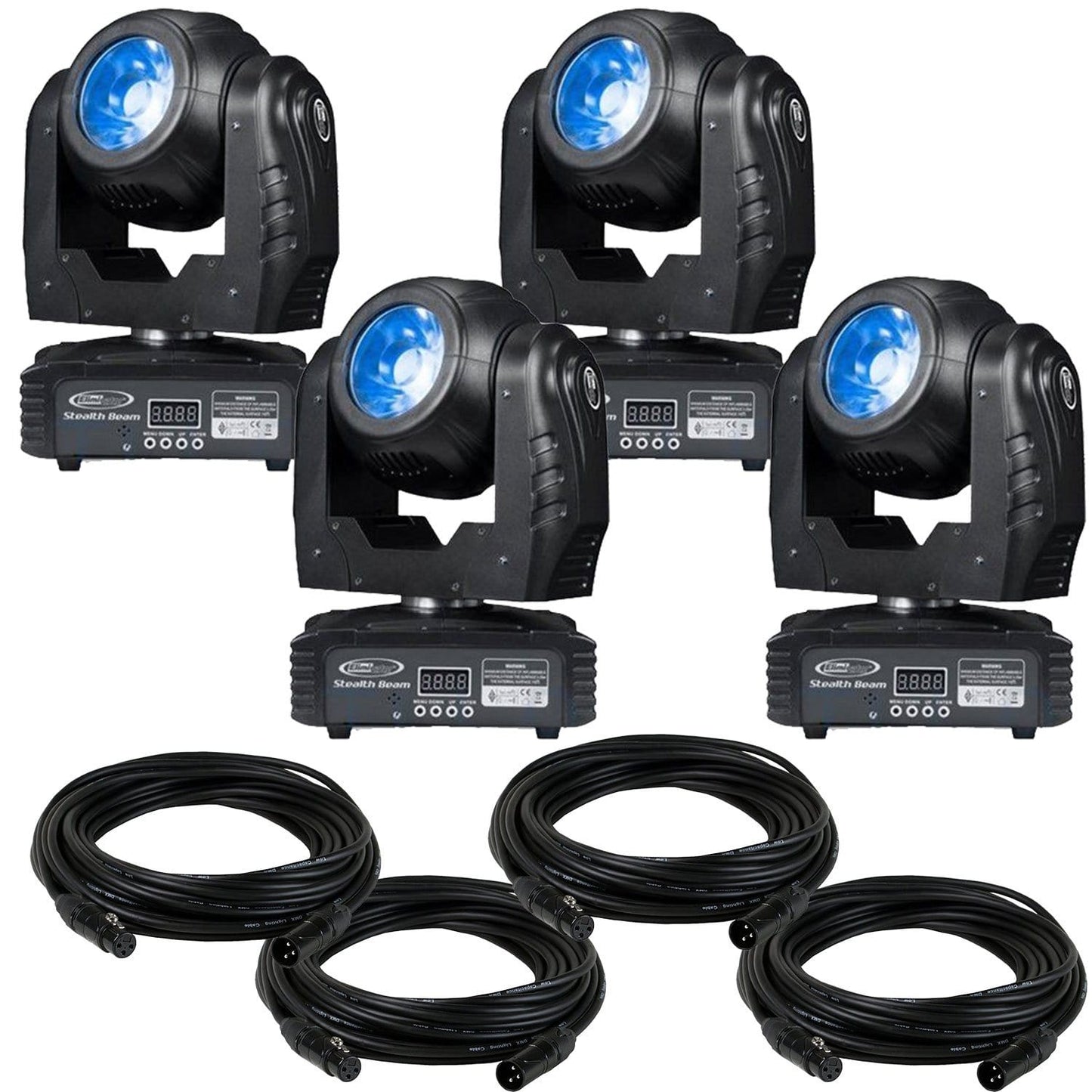 Eliminator Stealth Beam LED Moving Head Light 4-Pack with Cables - PSSL ProSound and Stage Lighting