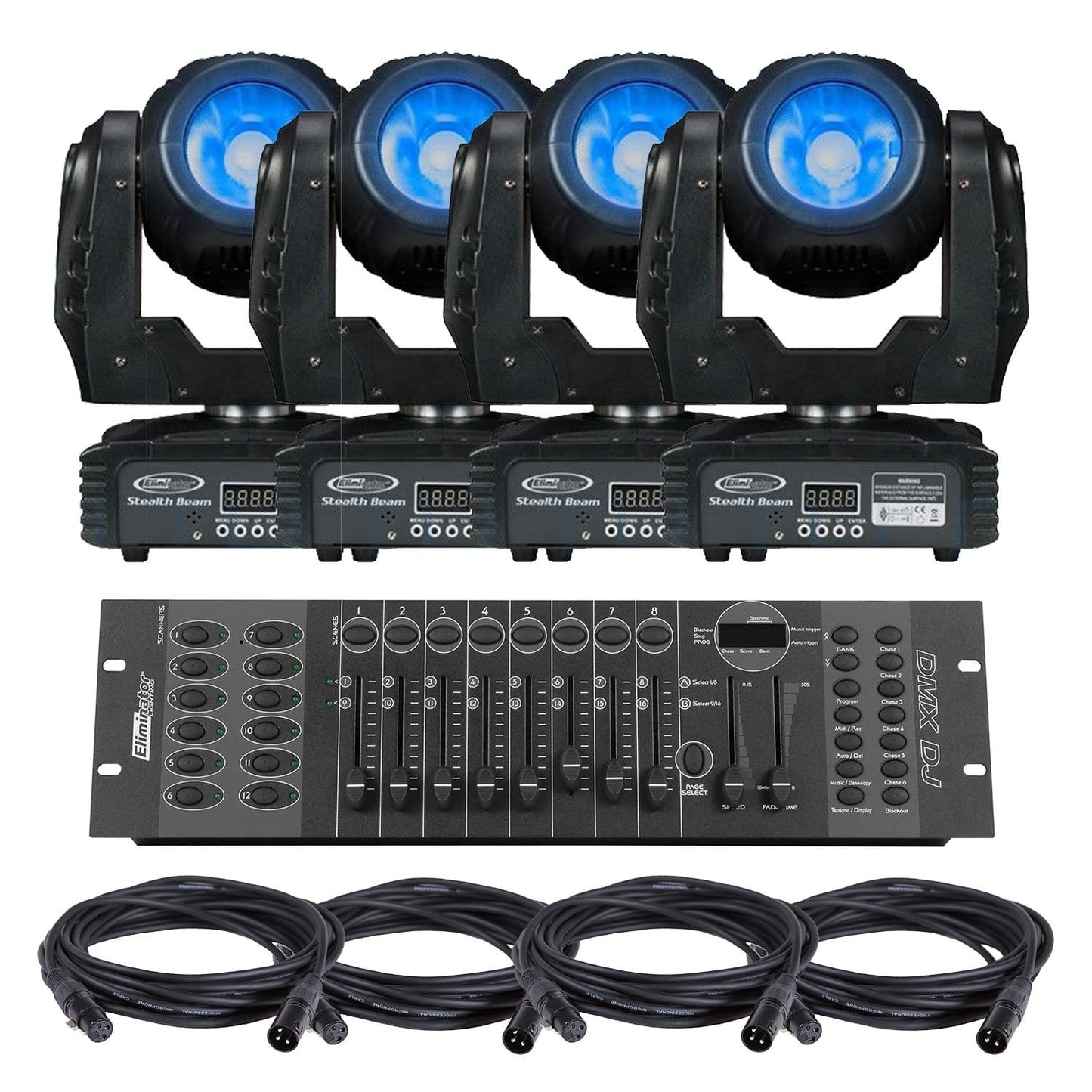 Eliminator Stealth Beam LED Moving Head 4-Pack Lighting System - PSSL ProSound and Stage Lighting