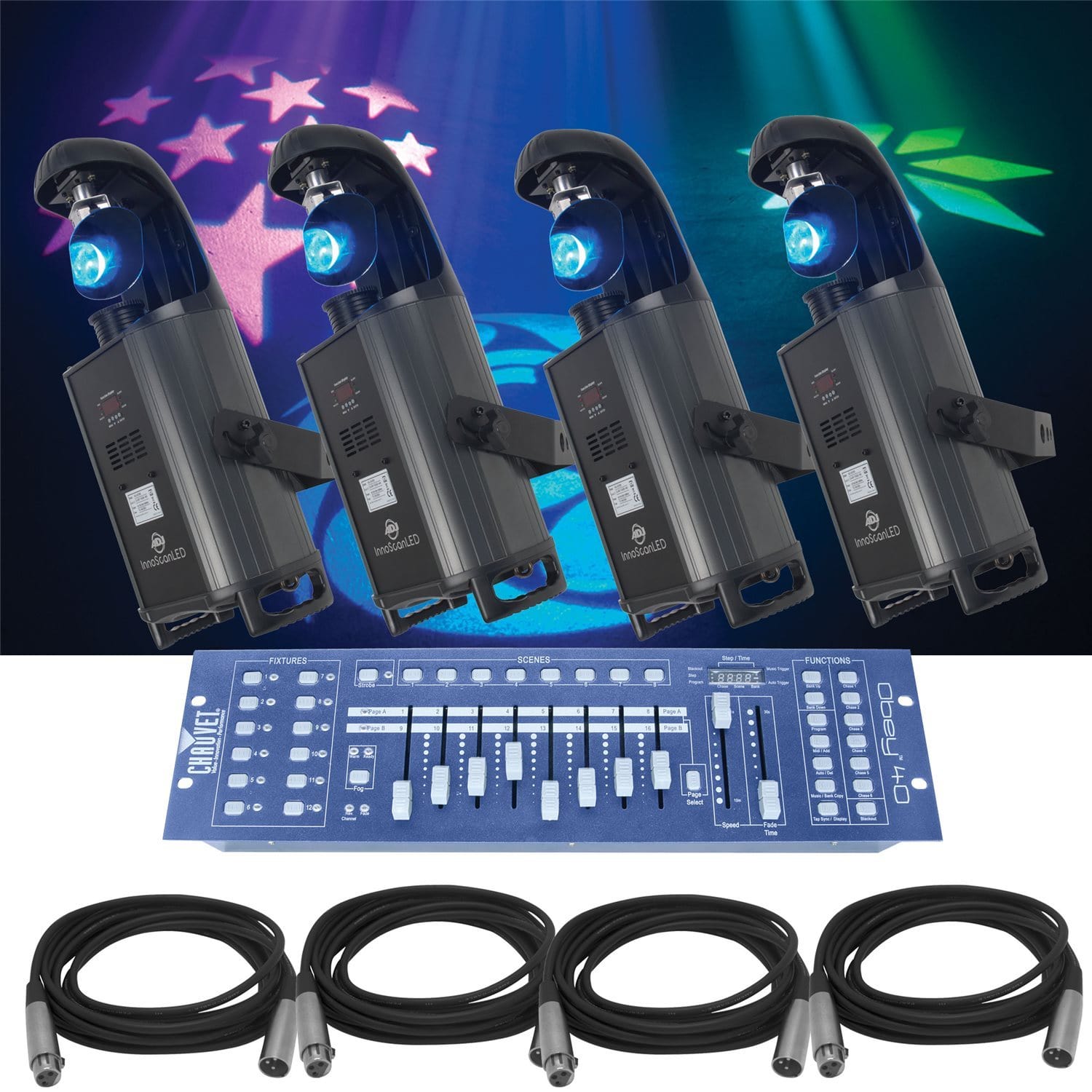 American DJ Innoscan LED 4-Pk with Controller - PSSL ProSound and Stage Lighting