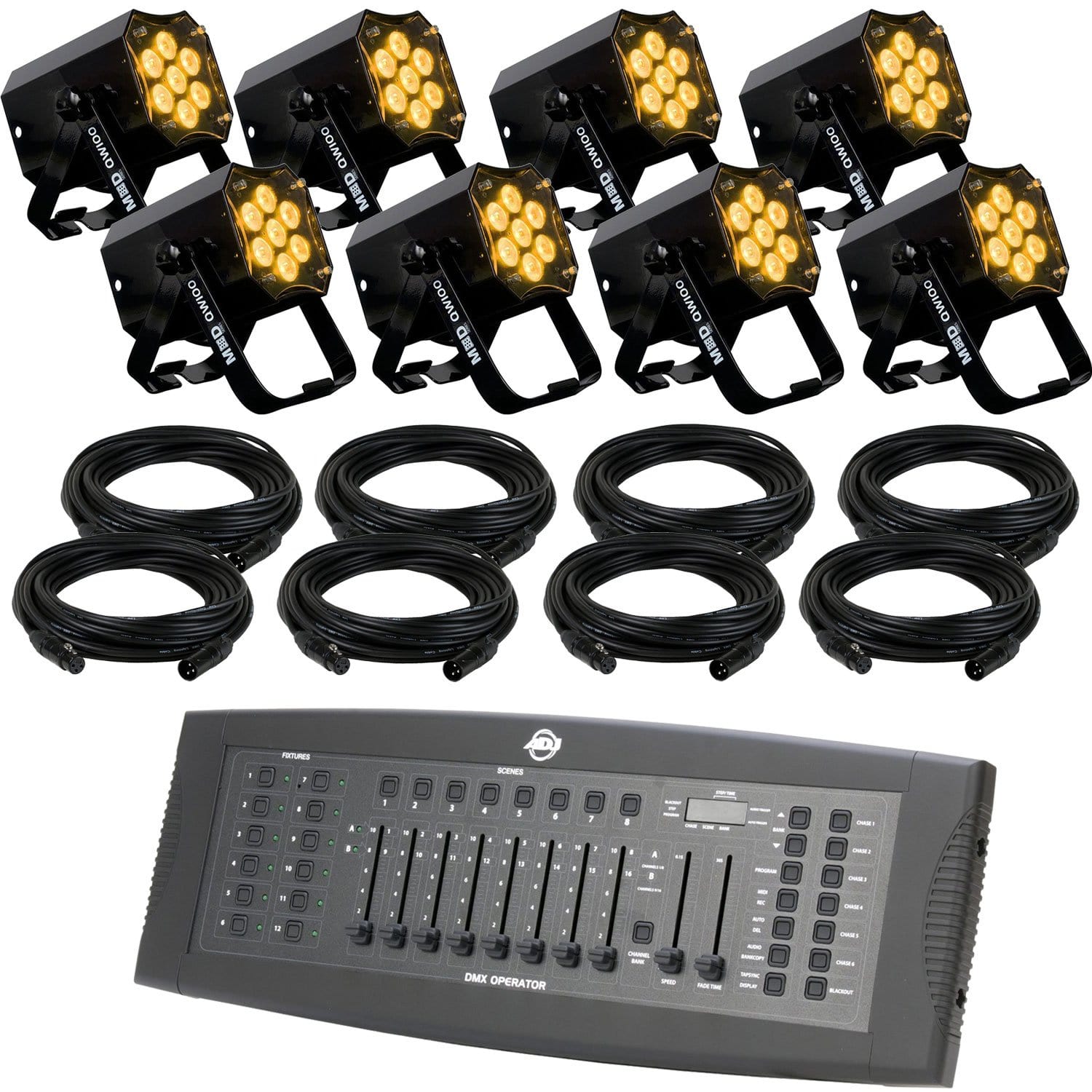 ADJ American DJ MOD QW100 RGBW LED Par Can 8-Pack with DMX Control - PSSL ProSound and Stage Lighting