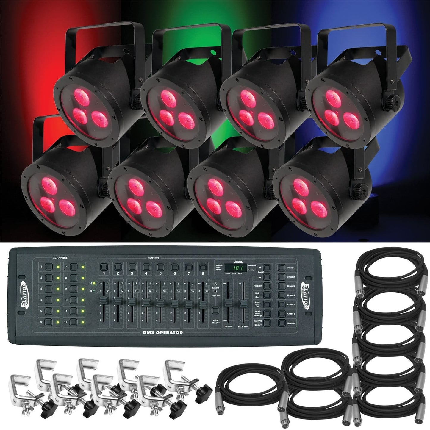 Chauvet SlimPAR Hex 3 IRC 8-Pk with Controller & Cbls - PSSL ProSound and Stage Lighting