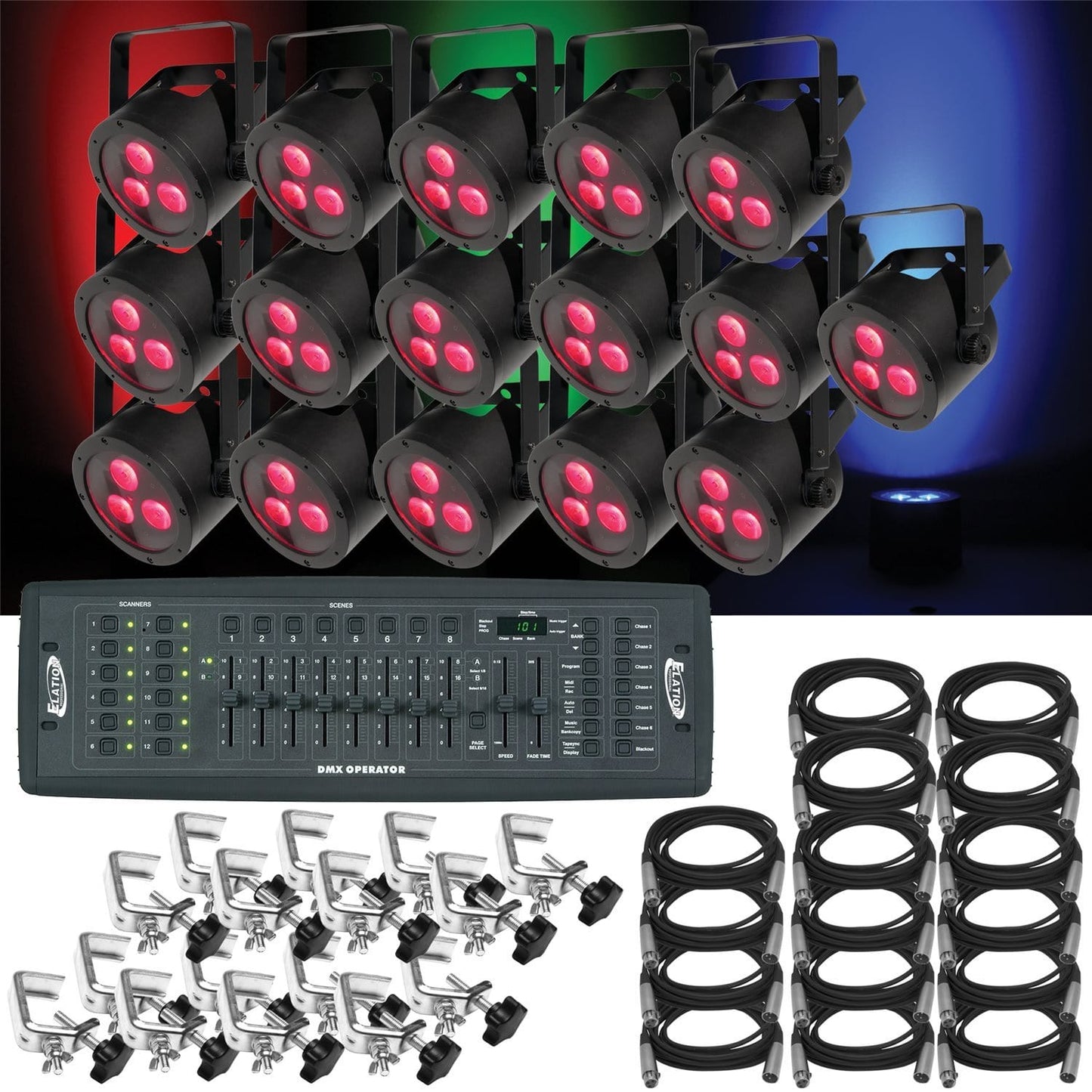 Chauvet SlimPAR Hex 3 IRC 16-Pk with Controller & Cbl - PSSL ProSound and Stage Lighting