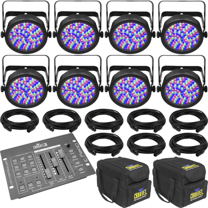 Chauvet SlimPAR 56 Par Wash Light 8-Pack with DMX Controller & Bag - PSSL ProSound and Stage Lighting