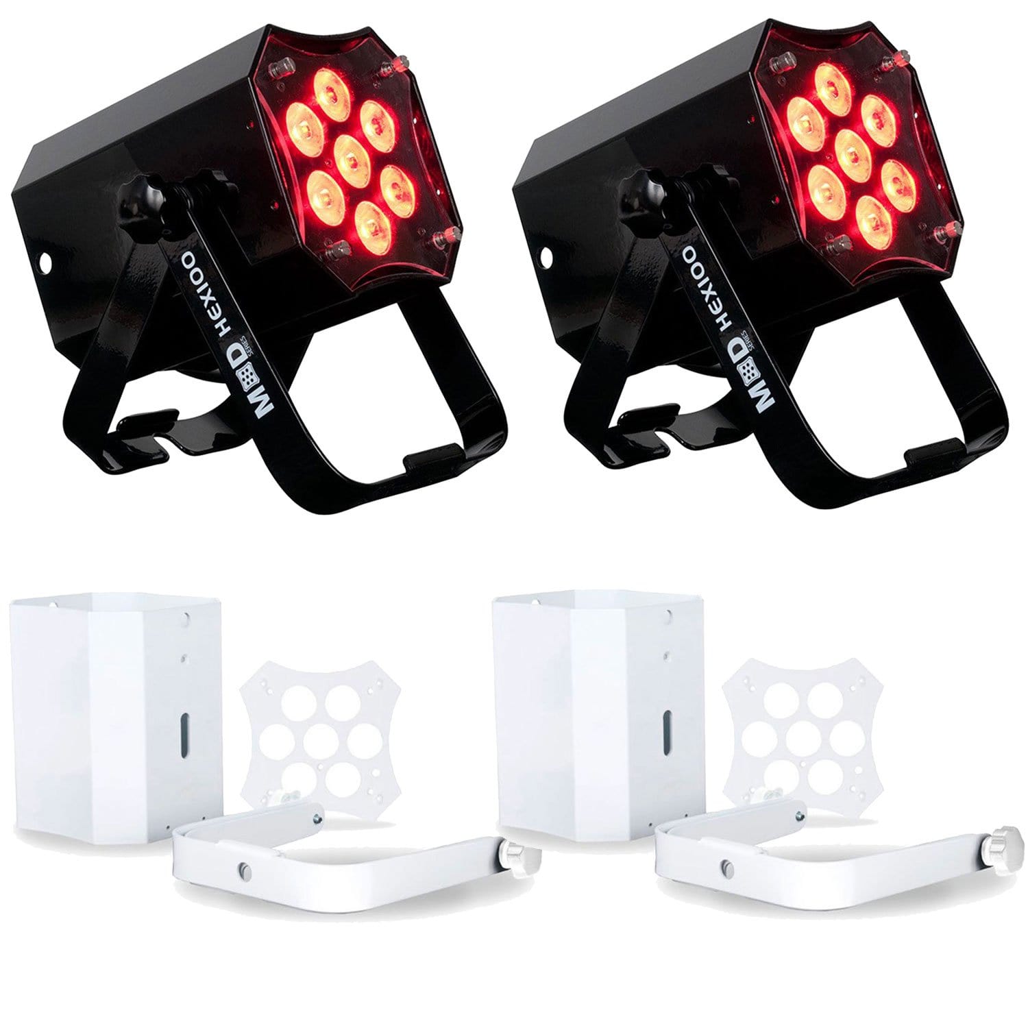 ADJ American DJ MOD HEX100 RGBAW Plus UV LED Light x2 with Pearl White Kits - PSSL ProSound and Stage Lighting