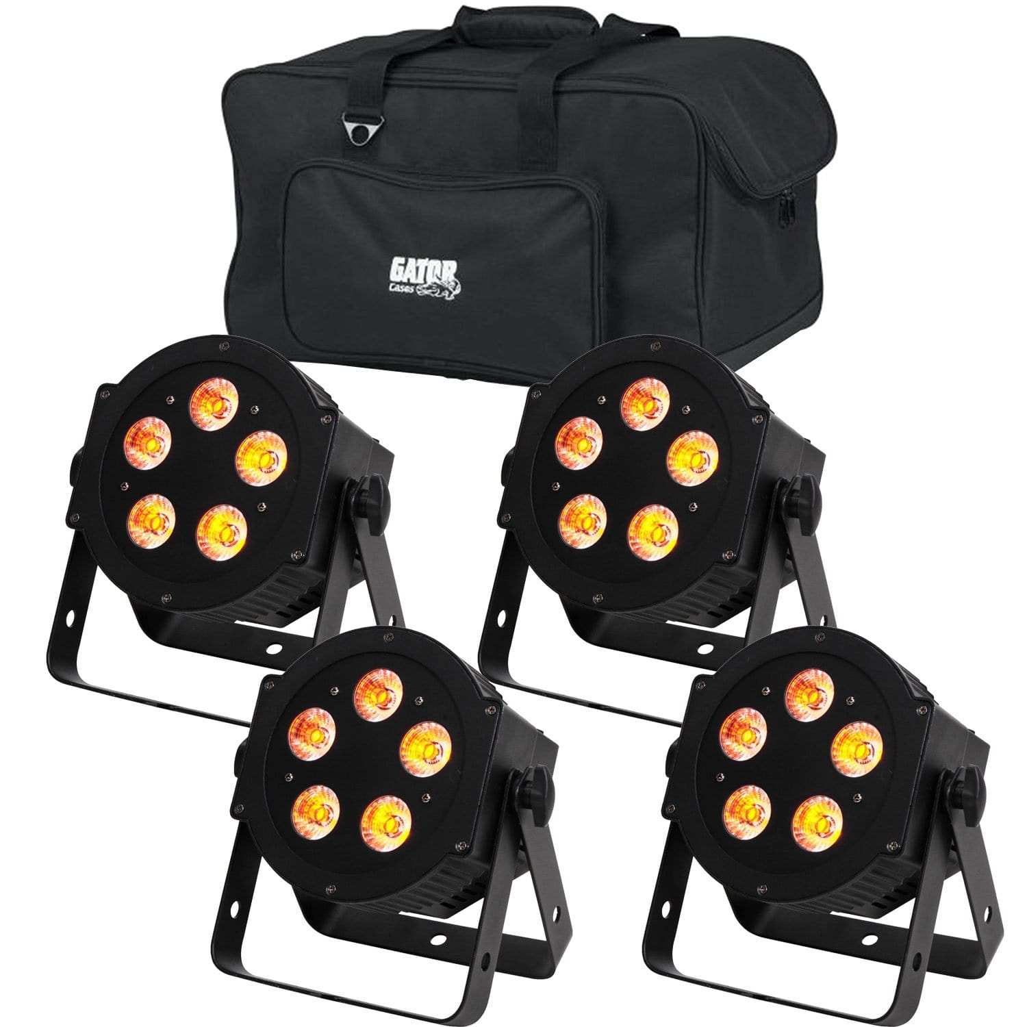 ADJ American DJ 5P HEX RGBAWUV LED Par Wash Light 4-Pack with Gator Bag - PSSL ProSound and Stage Lighting