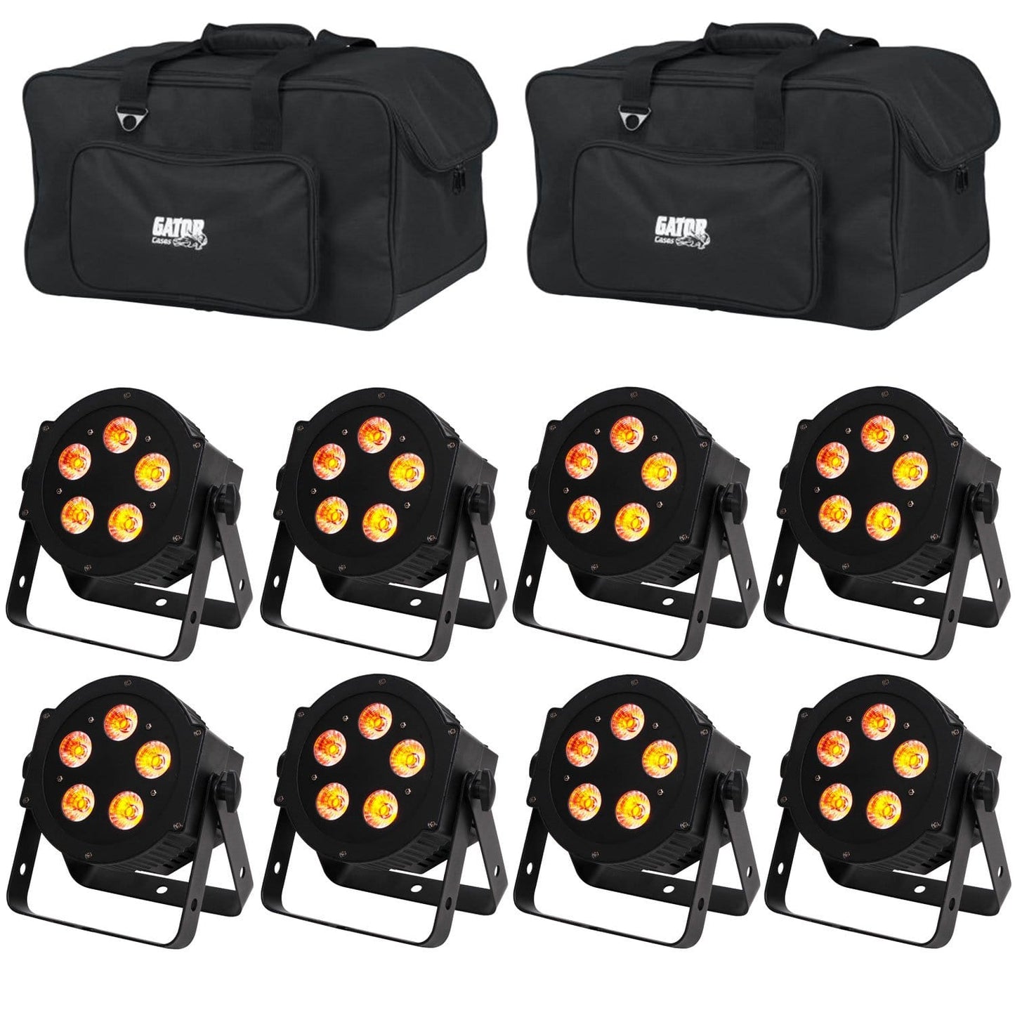 ADJ American DJ 5P HEX RGBAWUV LED Par Wash Light 8-Pack with Gator Bags - PSSL ProSound and Stage Lighting