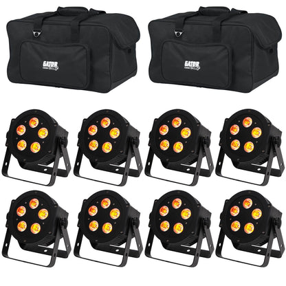 ADJ American DJ 5P HEX RGBAWUV LED Par Wash Light 8-Pack with Gator Bags - PSSL ProSound and Stage Lighting