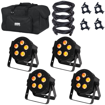 ADJ American DJ 5P HEX Par Wash Light 4-Pack with Accessories & Gator Bag - PSSL ProSound and Stage Lighting