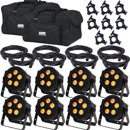 ADJ American DJ 5P HEX Par Wash Light 8-Pack with Accessories & Gator Bags - PSSL ProSound and Stage Lighting