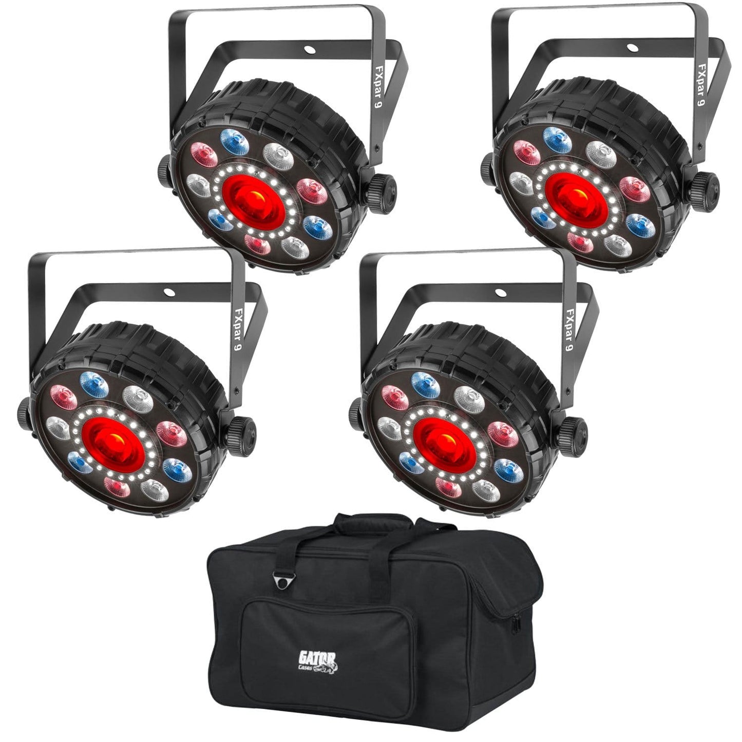 Chauvet FXpar 9 RGB Plus UV COB LED Light 4-Pack with Gator Bag - PSSL ProSound and Stage Lighting