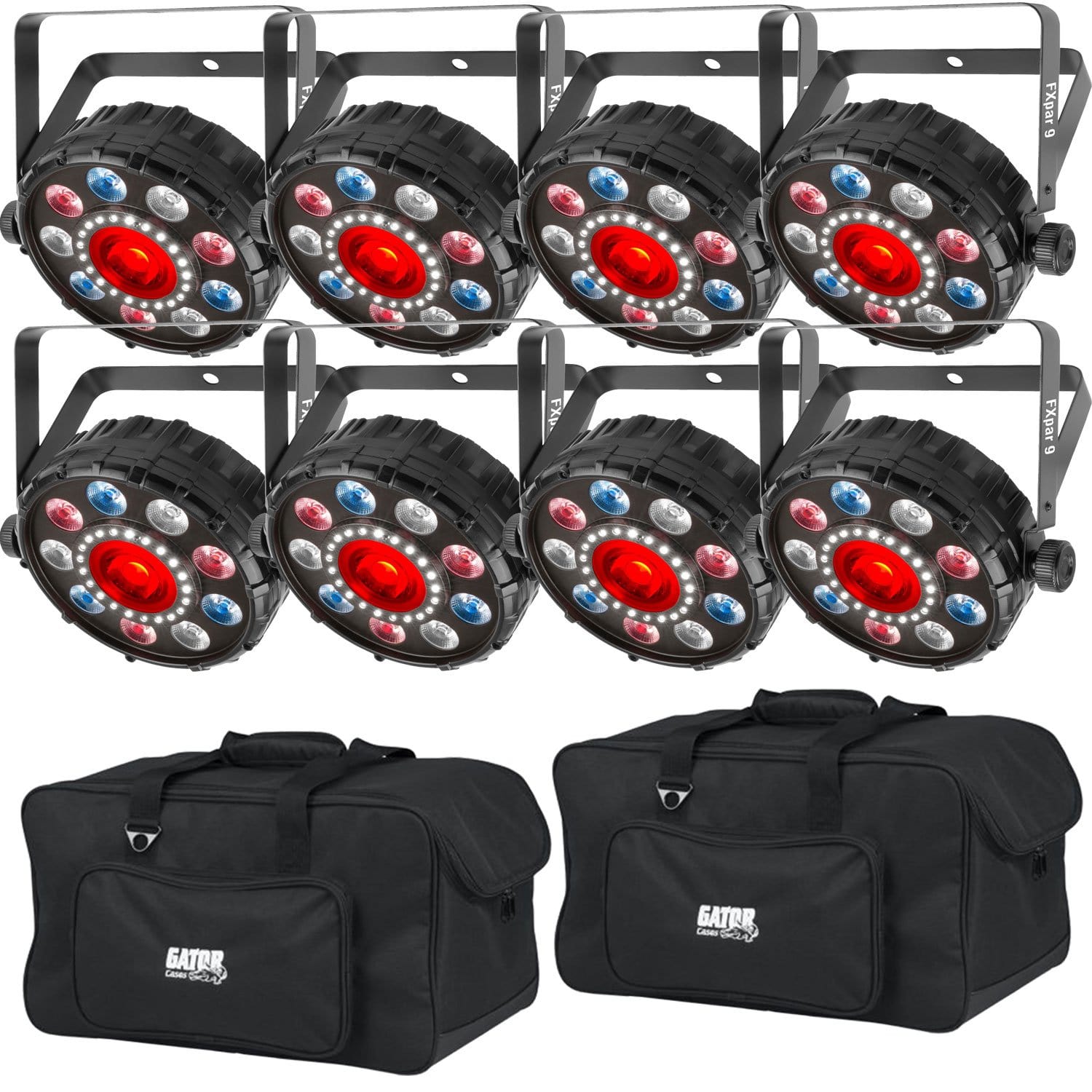 Chauvet FXpar 9 RGB Plus UV COB LED Light 8-Pack with Gator Bags - PSSL ProSound and Stage Lighting