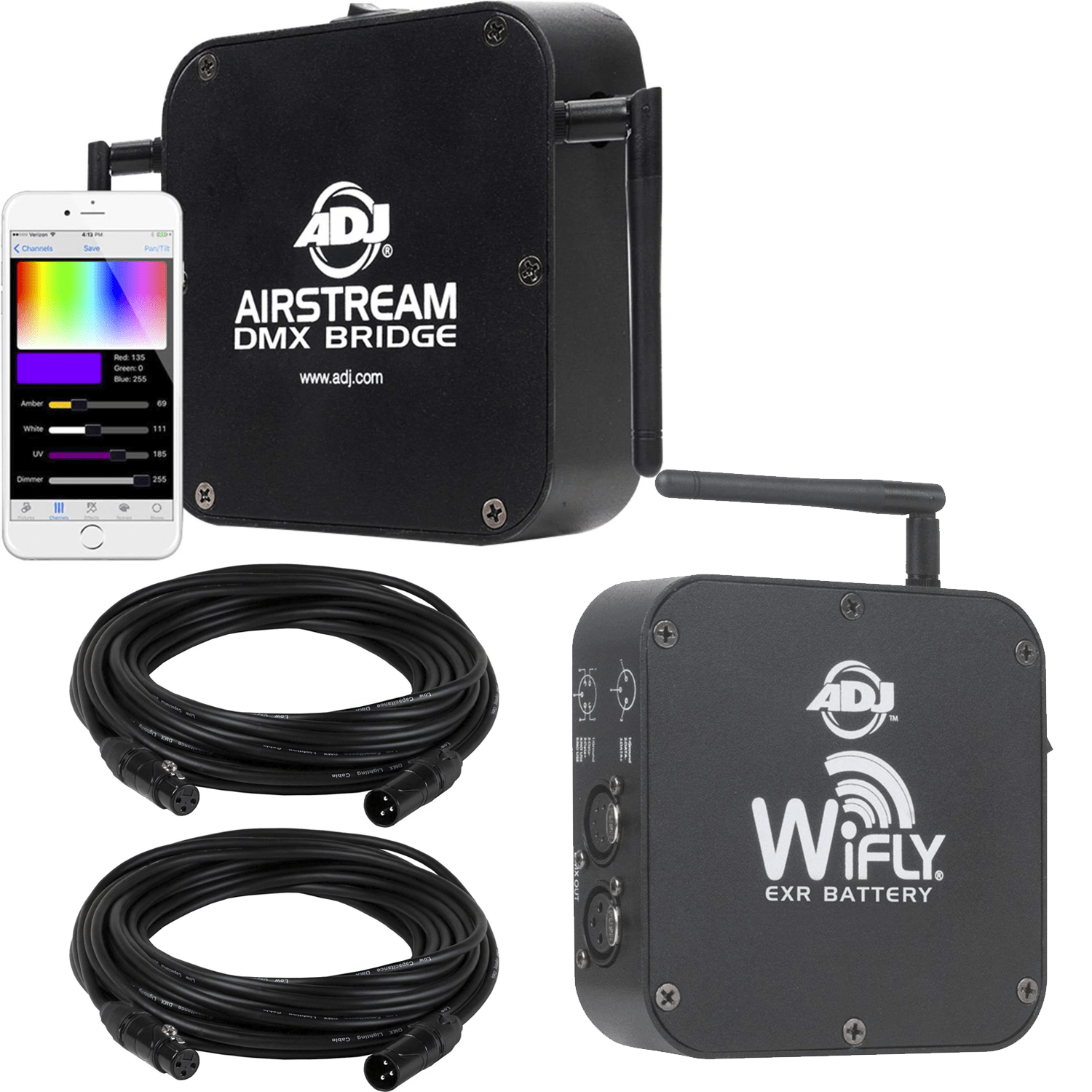 ADJ American DJ Airstream Bridge WiFi DMX System with DMX Cables - PSSL ProSound and Stage Lighting