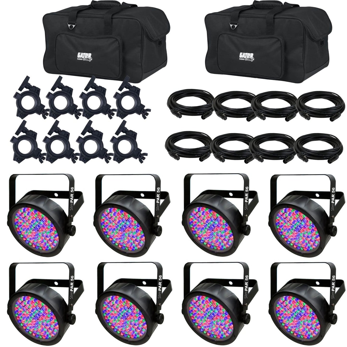 Chauvet SlimPAR 56 RGB Wash Light 8-Pack with Accessories & Gator Bags - PSSL ProSound and Stage Lighting