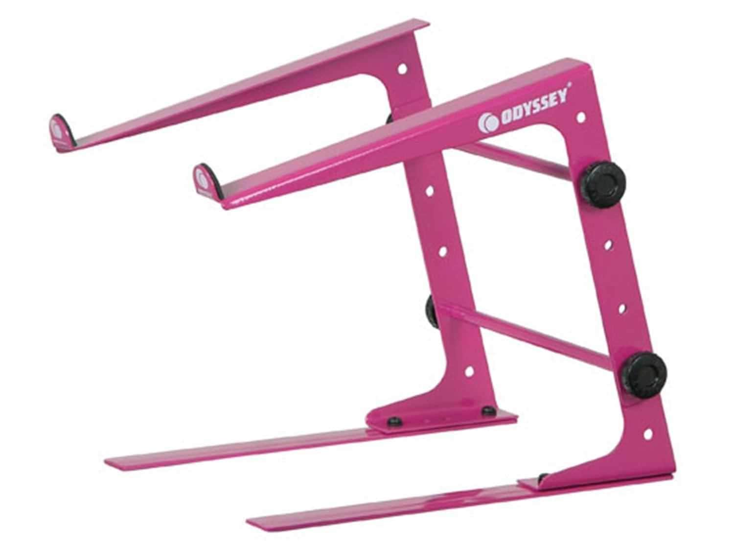 Odyssey LSTANDPNK DJ Laptop Stand with Clamps (Pink) - PSSL ProSound and Stage Lighting