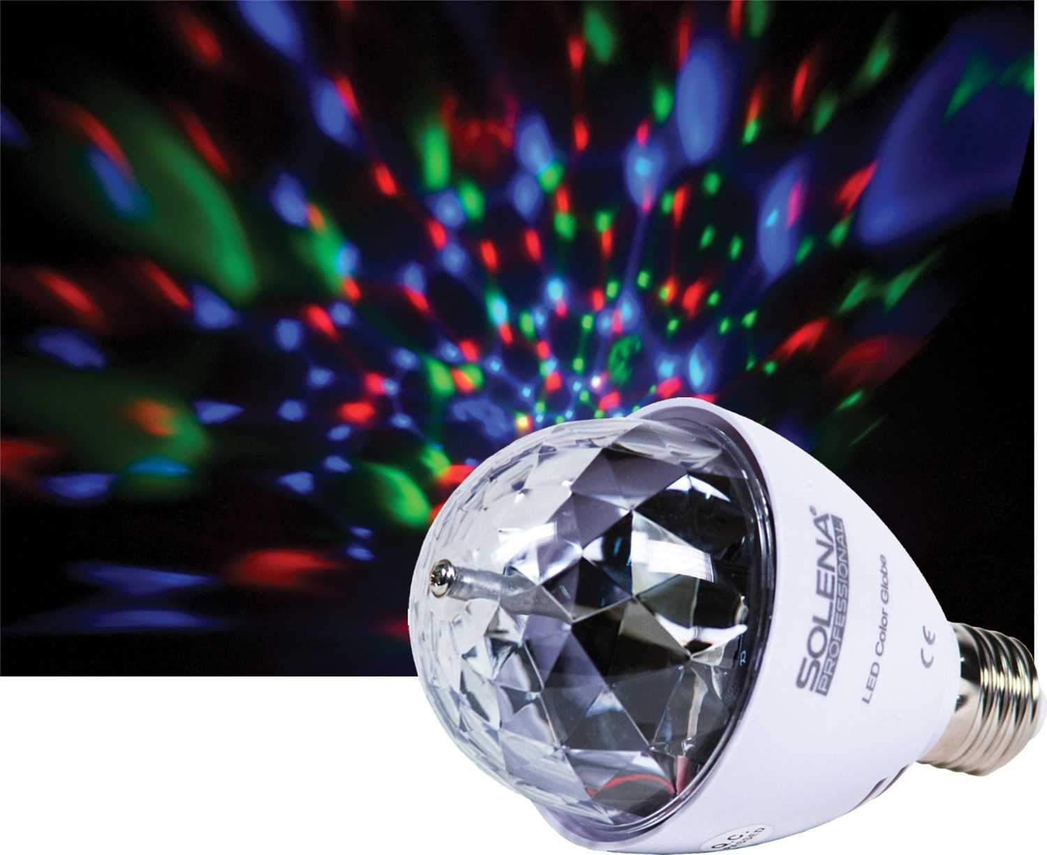 Solena Mini LED Bulb Rotating RGB Effect Light - PSSL ProSound and Stage Lighting