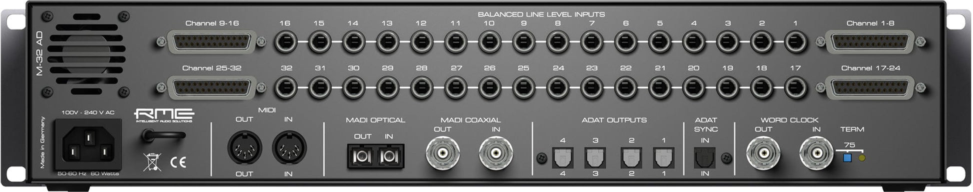 RME M32AD 32-Channel High-End Analog to MADI/ADAT Converter - PSSL ProSound and Stage Lighting