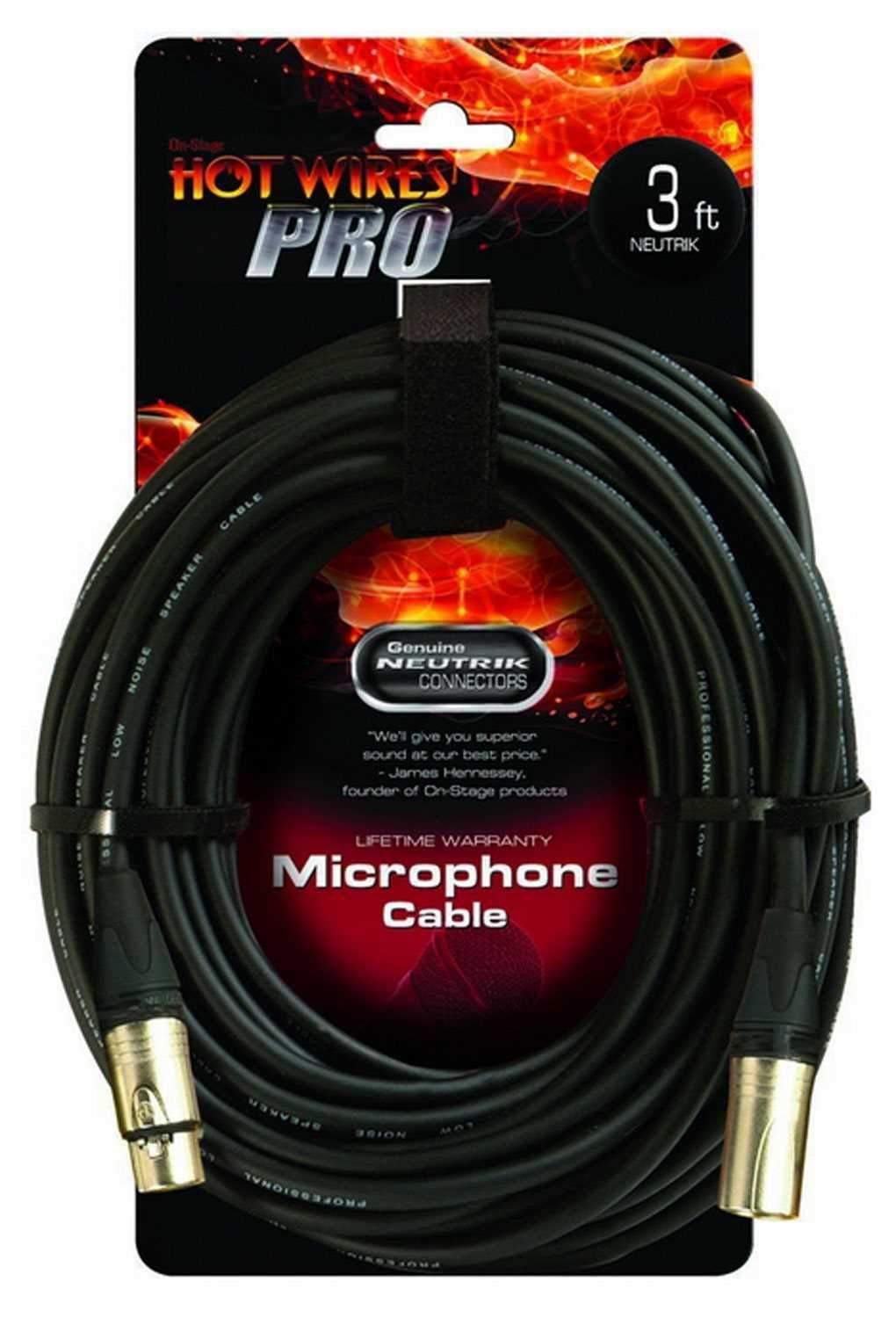 On-Stage Hot Wires MC-3NN Pro 3Ft XLR Mic Cable - PSSL ProSound and Stage Lighting