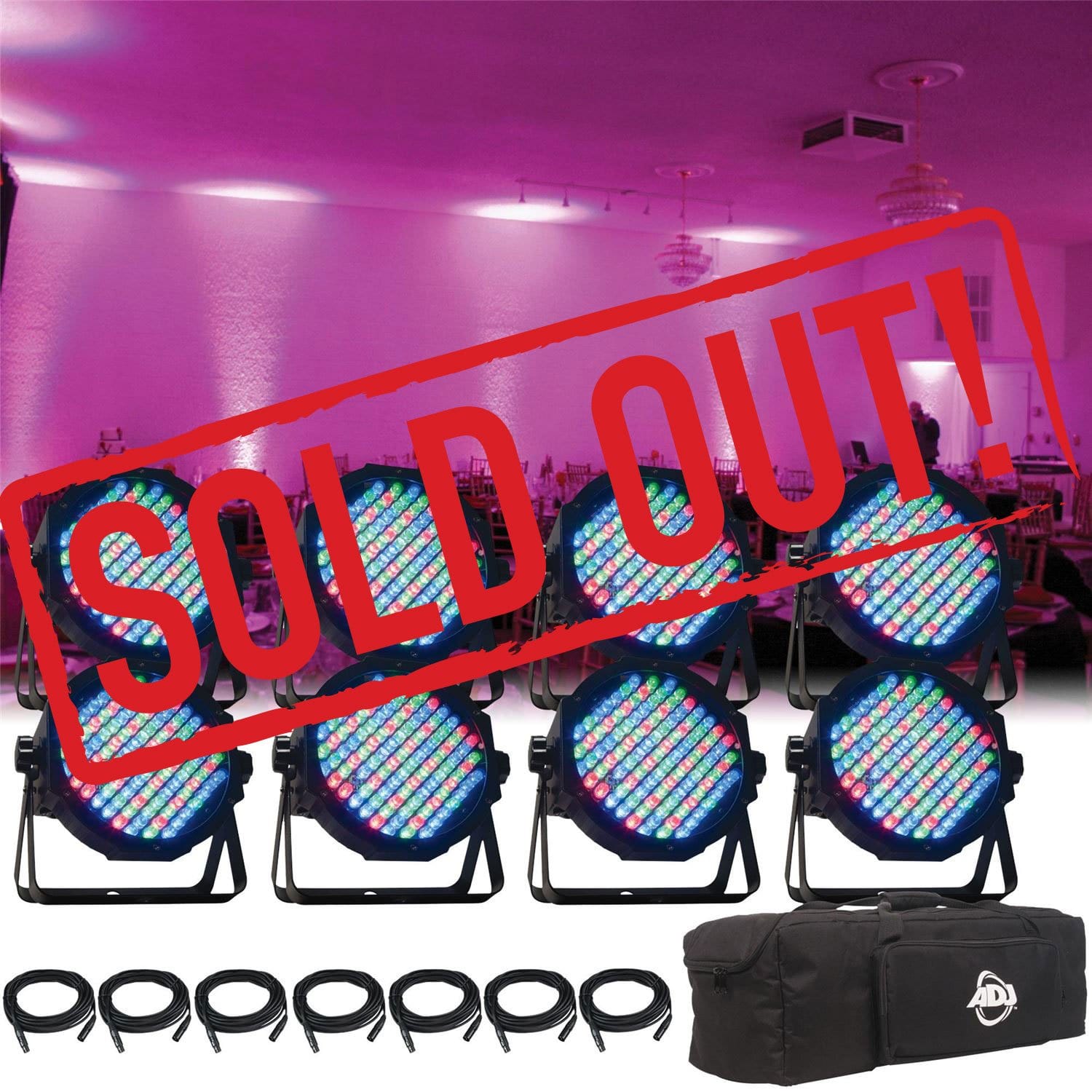 American DJ Mega Flat Pak 8 LED Par Light System - PSSL ProSound and Stage Lighting