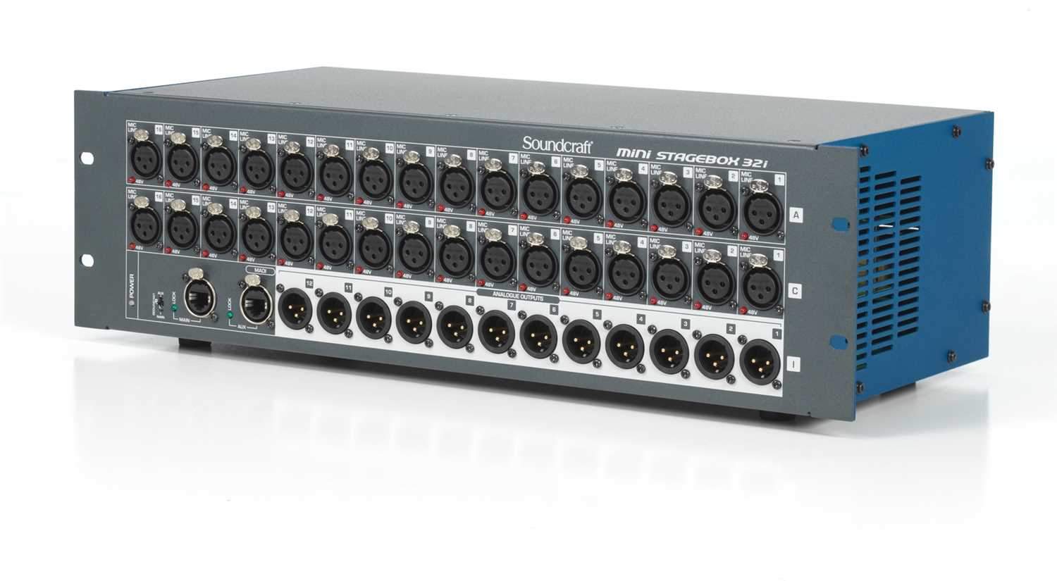 Stage Box Playback Rig Soundcraft Mini Stagebox 32i Digital Stagebox with MADI Card – Solotech