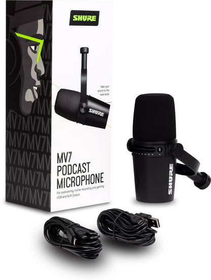 Shure MV7-K USB XLR Podcast Microphone - Black - ProSound and Stage Lighting