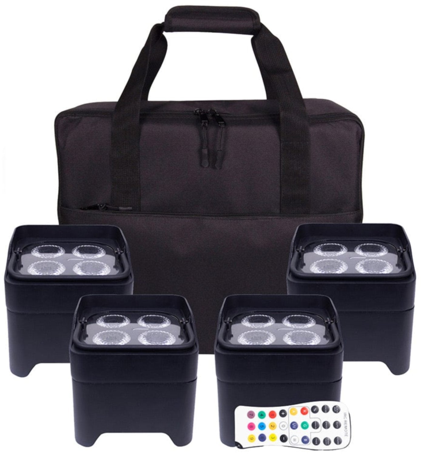 ColorKey MobilePar Mini Hex 4 Bundle (4-Pack) with Carrying Case - PSSL ProSound and Stage Lighting