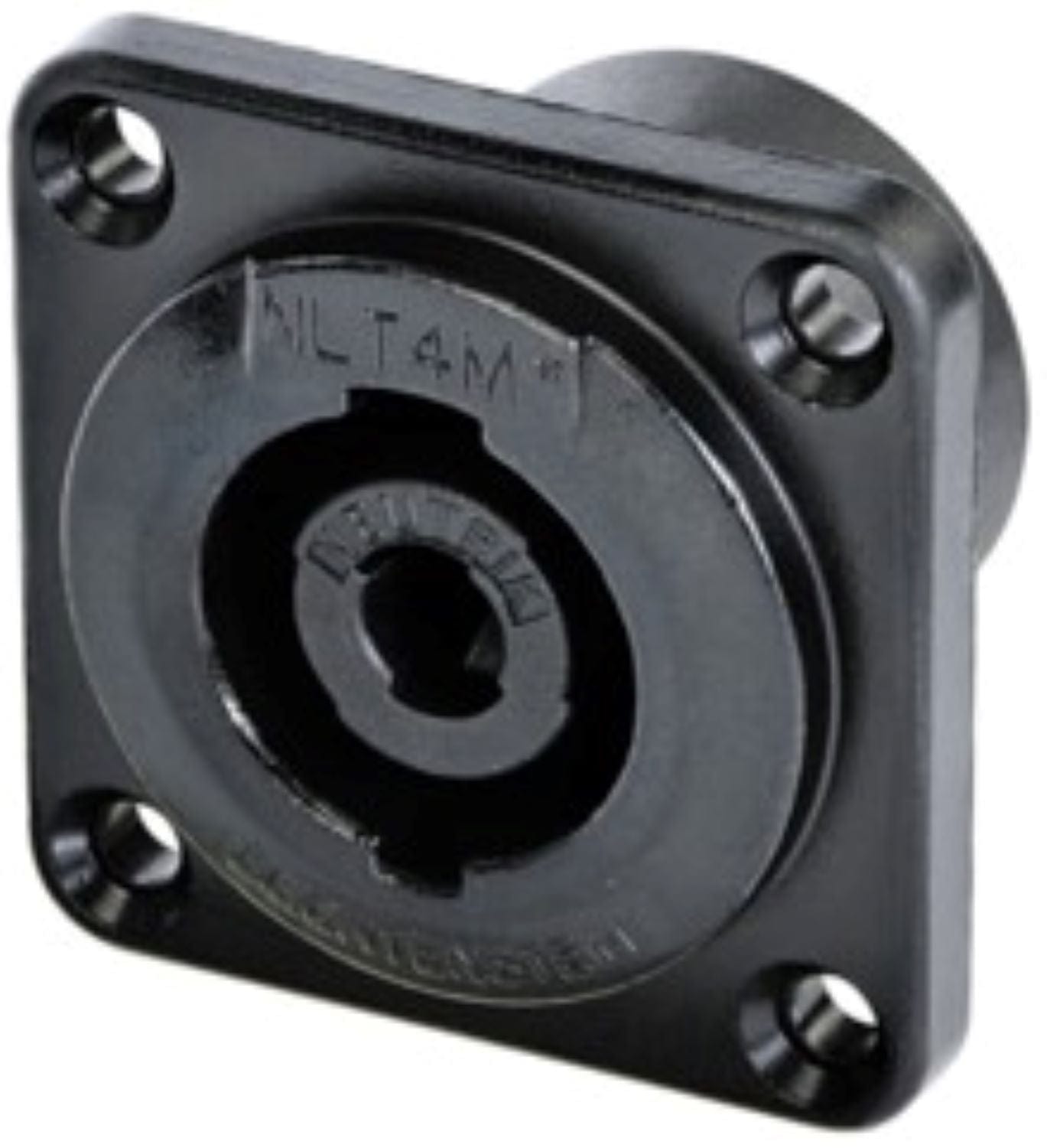 Neutrik US 4 Pole Male Chassis Connector, Black Metal Housing, Solder Contacts or ¼“ Flat Tabs, Countersunk Thru Holes - PSSL ProSound and Stage Lighting