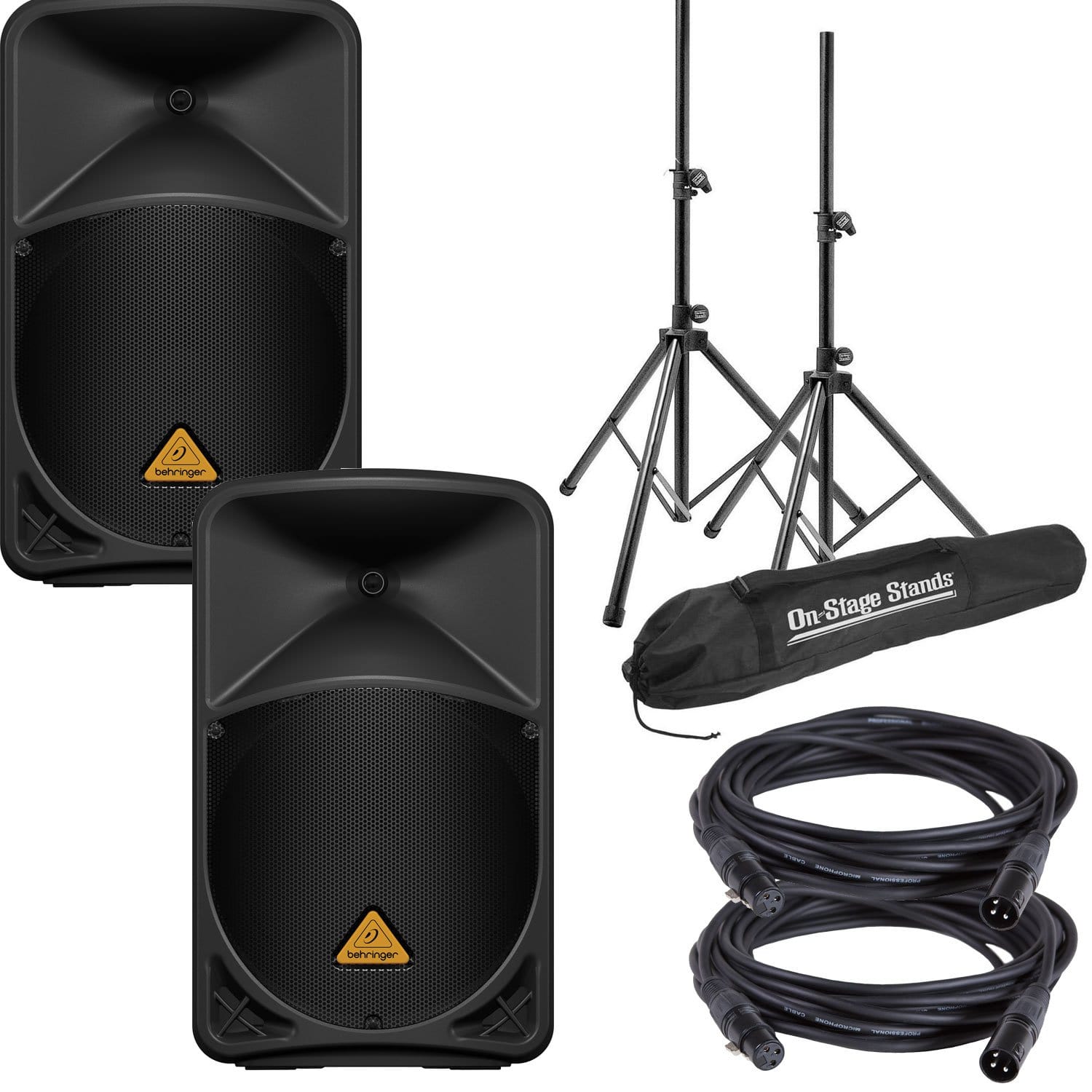 Behringer B112W 12-Inch Powered Speakers with Stands & Cables - PSSL ProSound and Stage Lighting