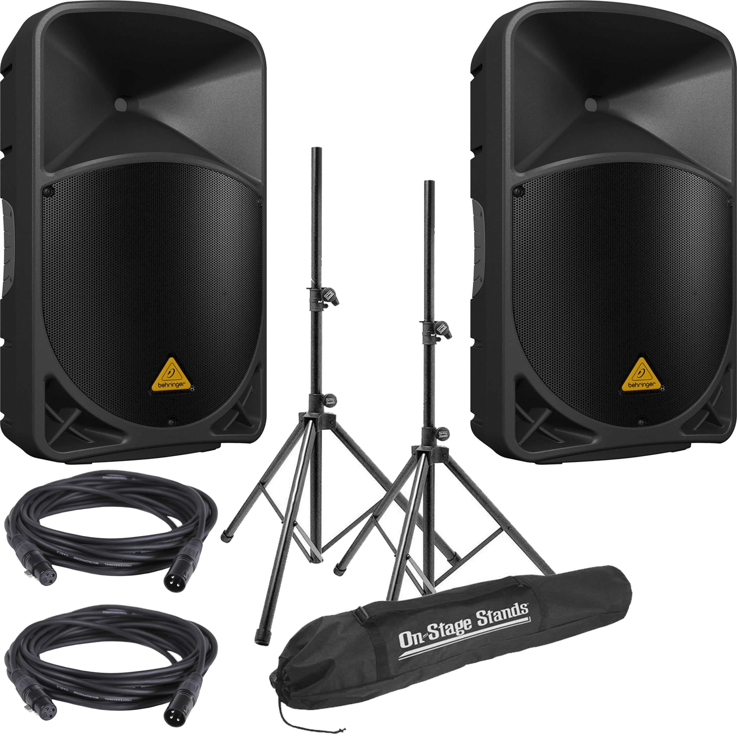 Behringer B115W 15-Inch Bluetooth Powered Speakers with Stands & Cables - PSSL ProSound and Stage Lighting