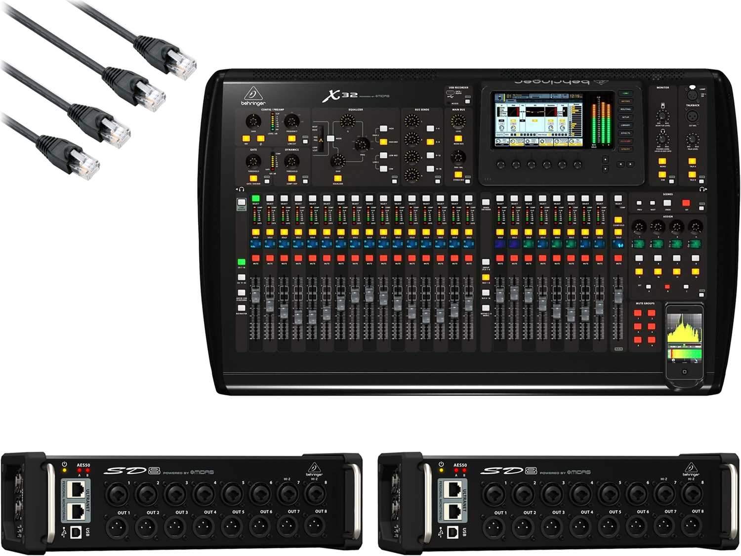 Behringer X32 Digital Mixer with SD8 Stage Boxes 2-Pack - PSSL ProSound and Stage Lighting