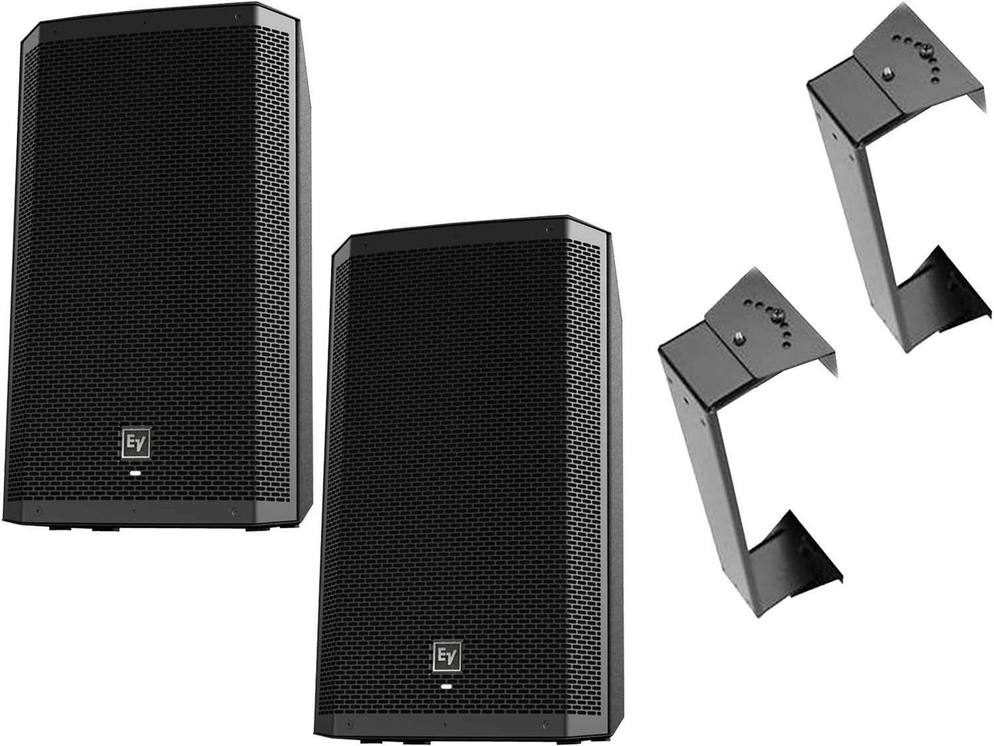 Electro-Voice ZLX12P 12-inch Powered Speakers with Mount Bracket Pair - PSSL ProSound and Stage Lighting