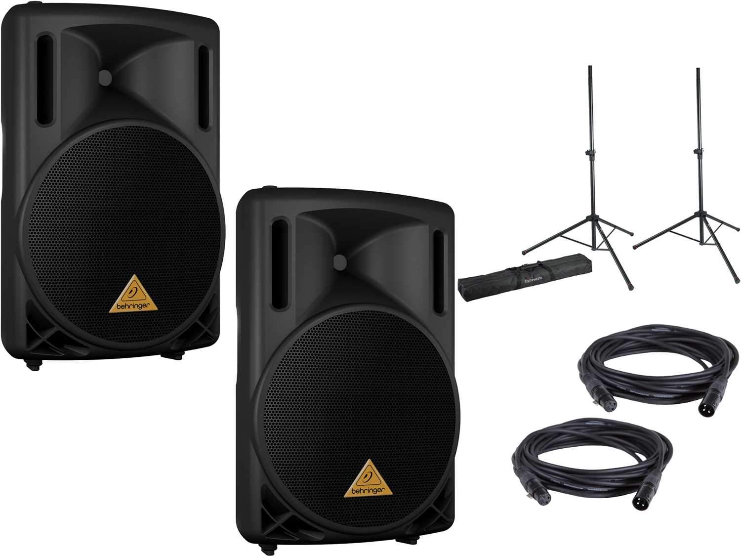 Behringer B212D Powered Speakers with Gator Stands - PSSL ProSound and Stage Lighting