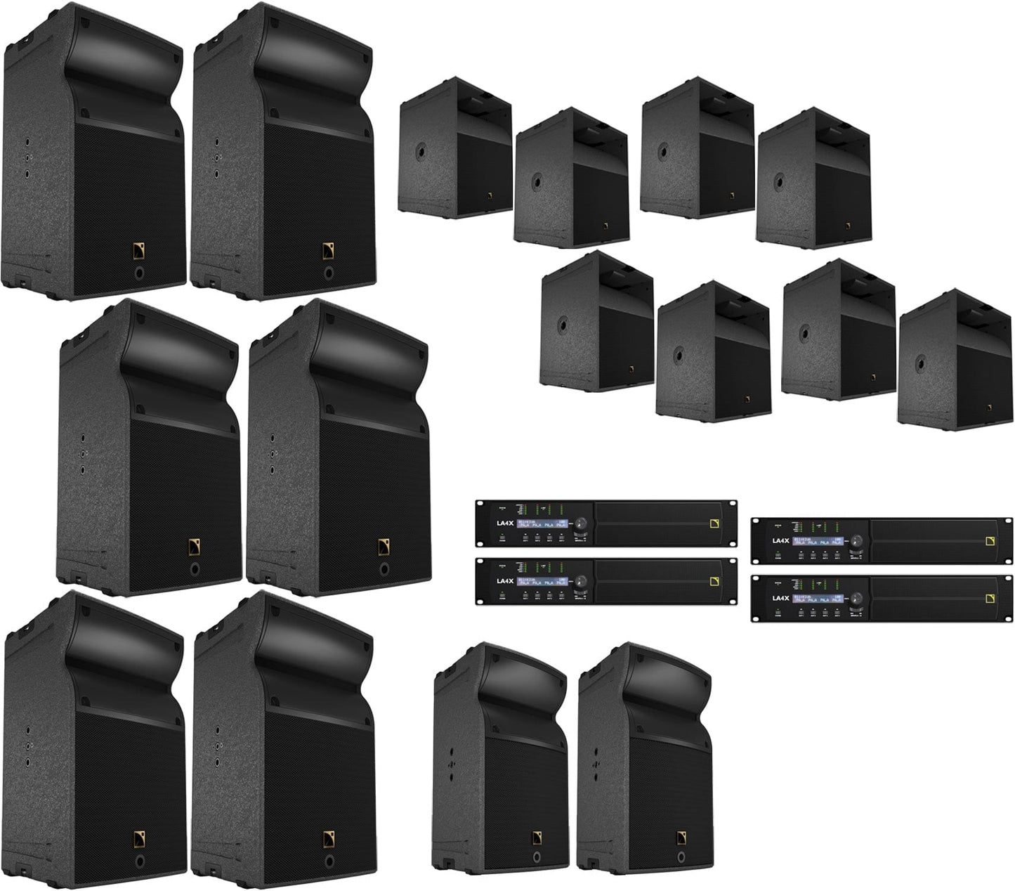 L-Acoustics  A10 Focus 2-Way Passive Speaker x6 w/ A10-Wide Passive Speaker x2 w/ KS21 Subwoofer x8 & LA4X Amp x4 - PSSL ProSound and Stage Lighting