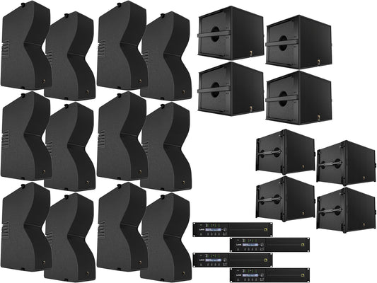 L-Acoustics PA-PACK-1447 Speaker Pack: Kiva II Line Array (x12), SB15m Subwoofer (x4), SB18 Subwoofer (x4), and LA4X Amplifier (x4) - PSSL ProSound and Stage Lighting