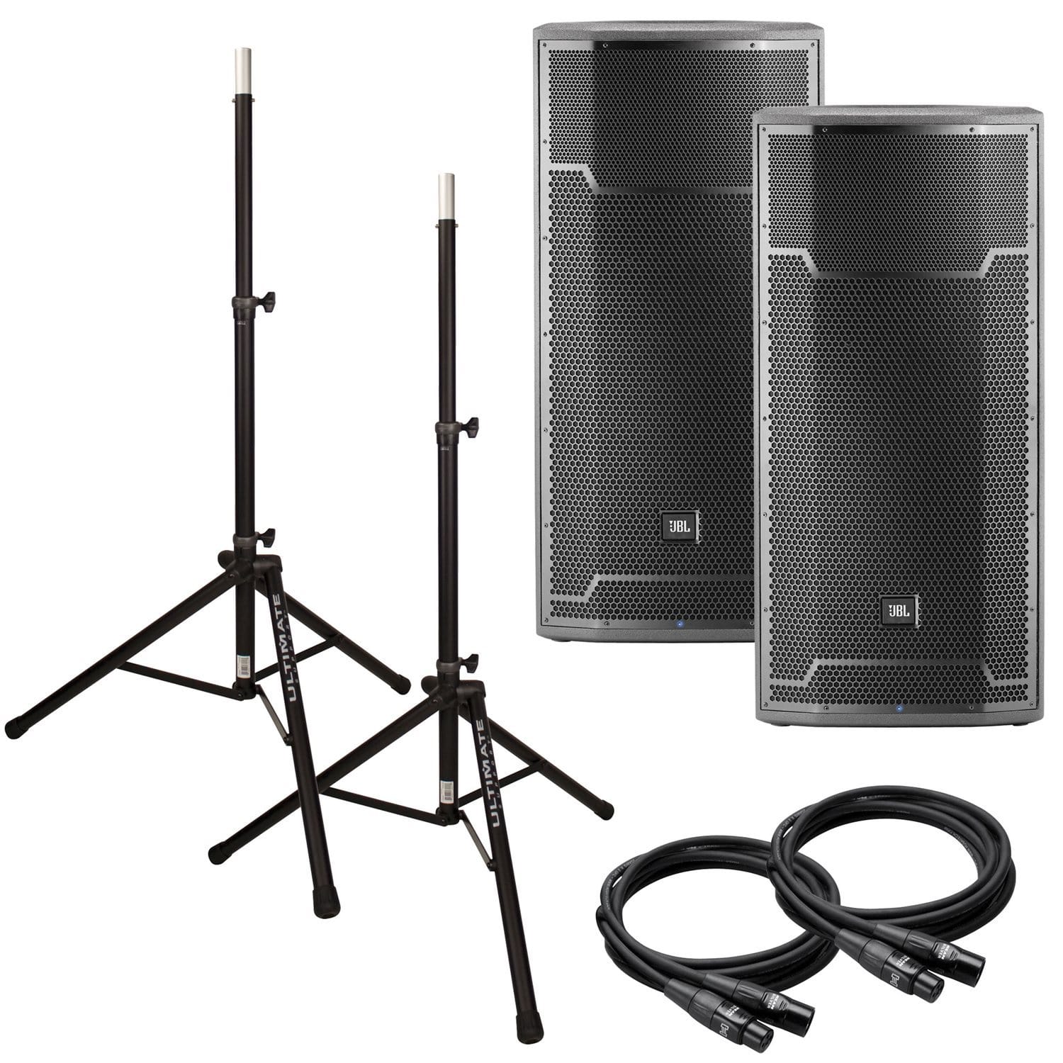 JBL PRX735 15 in 3 Way Powered PA Speakers Bundl - PSSL ProSound and Stage Lighting