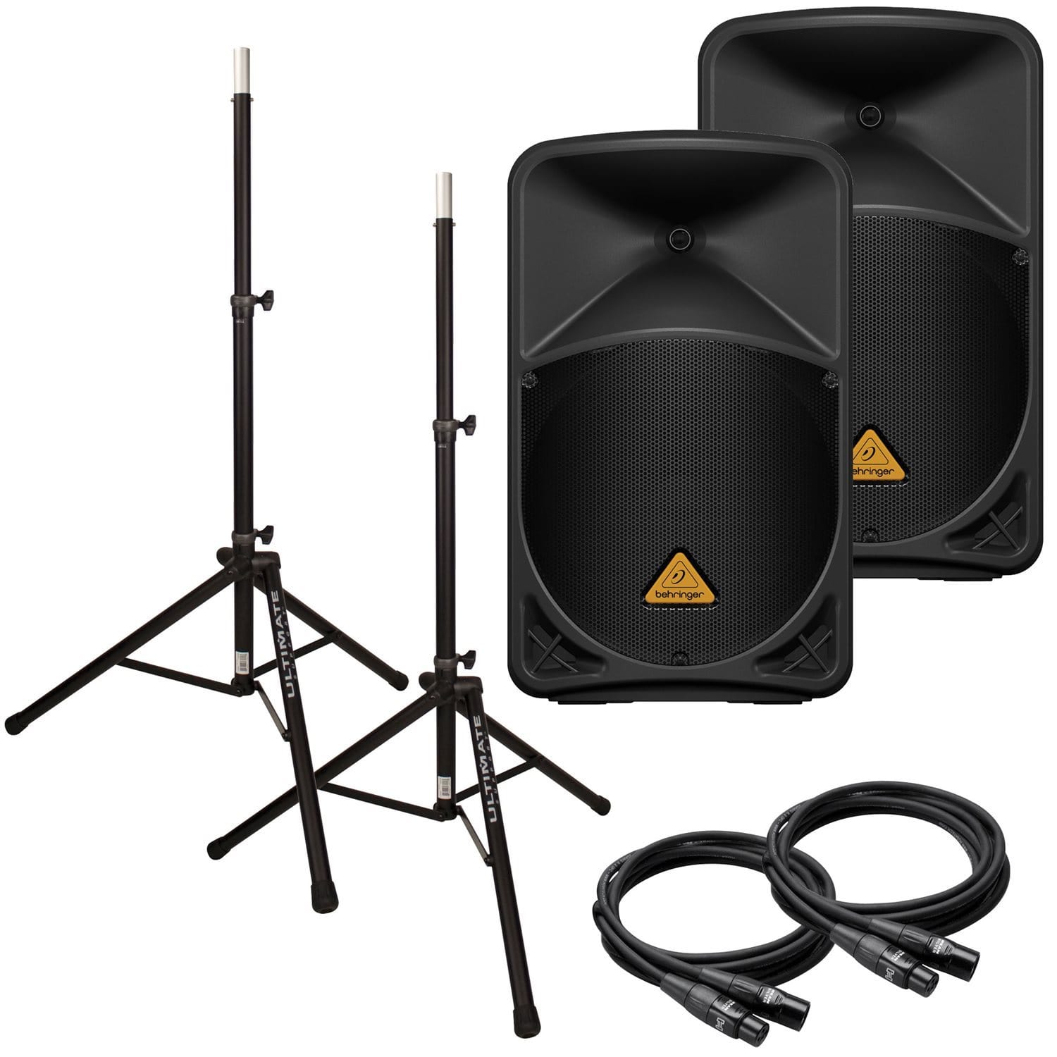 Behringer B112W 12-Inch Bluetooth Speaker Pair with Stands & Cables - PSSL ProSound and Stage Lighting