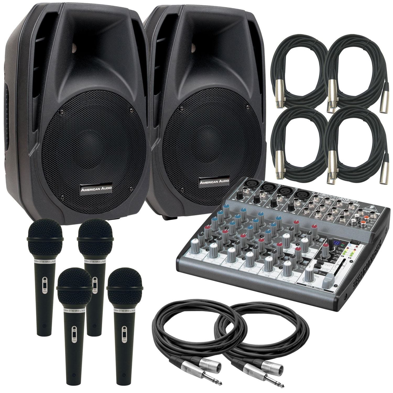 PA System With Powered 12-In Powered Speakers - PSSL ProSound and Stage Lighting