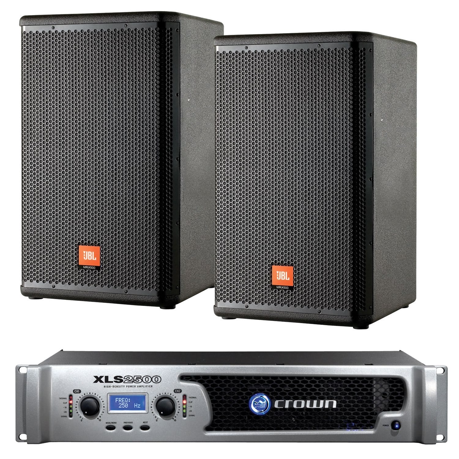 JBL MRX-512M 12-Inch Speakers with Crown XLS2500 Amp - PSSL ProSound and Stage Lighting