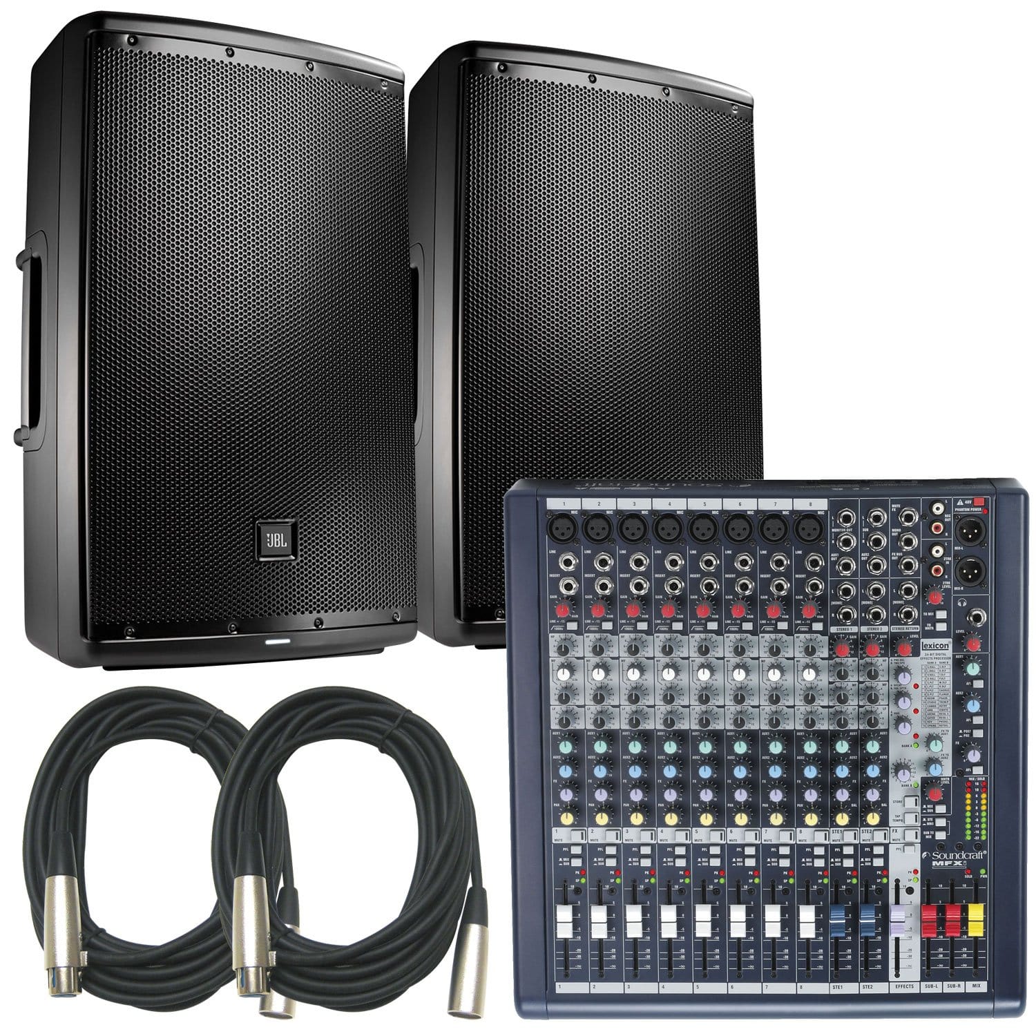 JBL EON615 Speakers with Soundcraft MFXI8 PA Mixer - PSSL ProSound and Stage Lighting